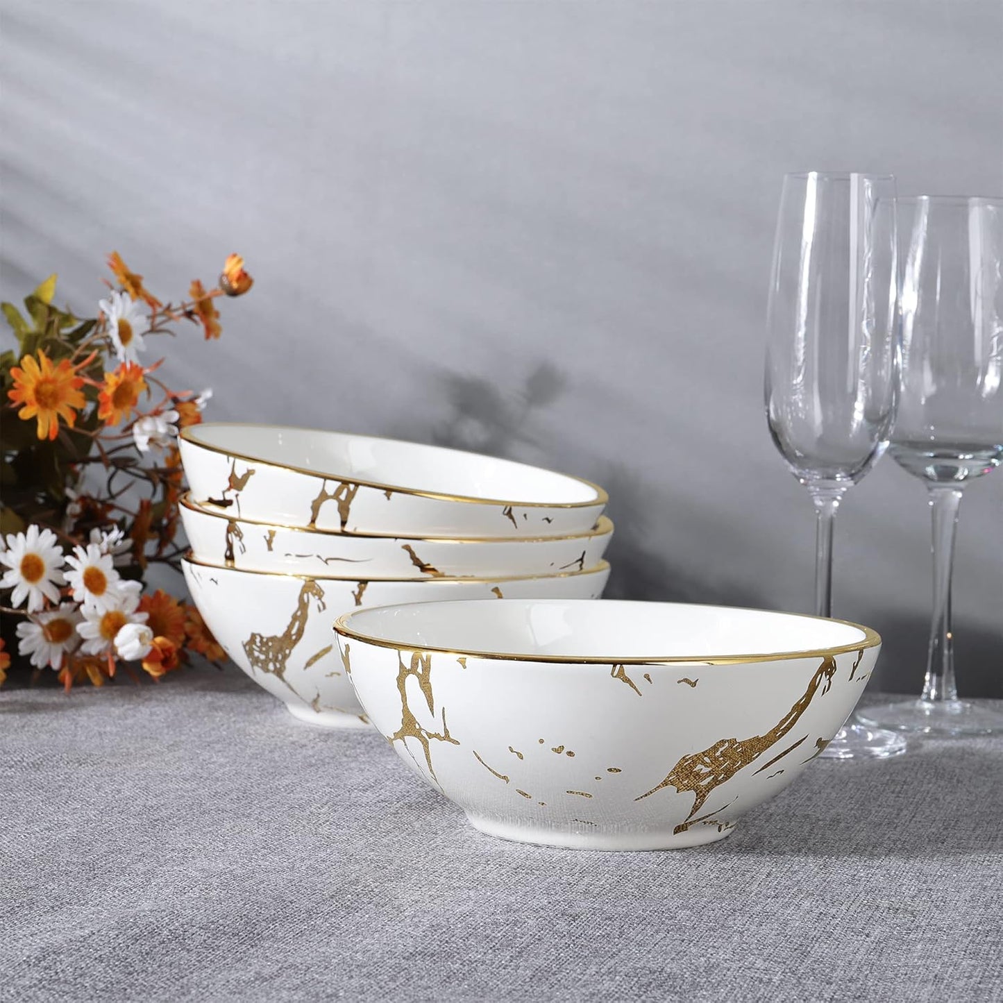 Marmoriertes Porzellanschüssel-Set, 720 ml, 4-tlg., 720 ml