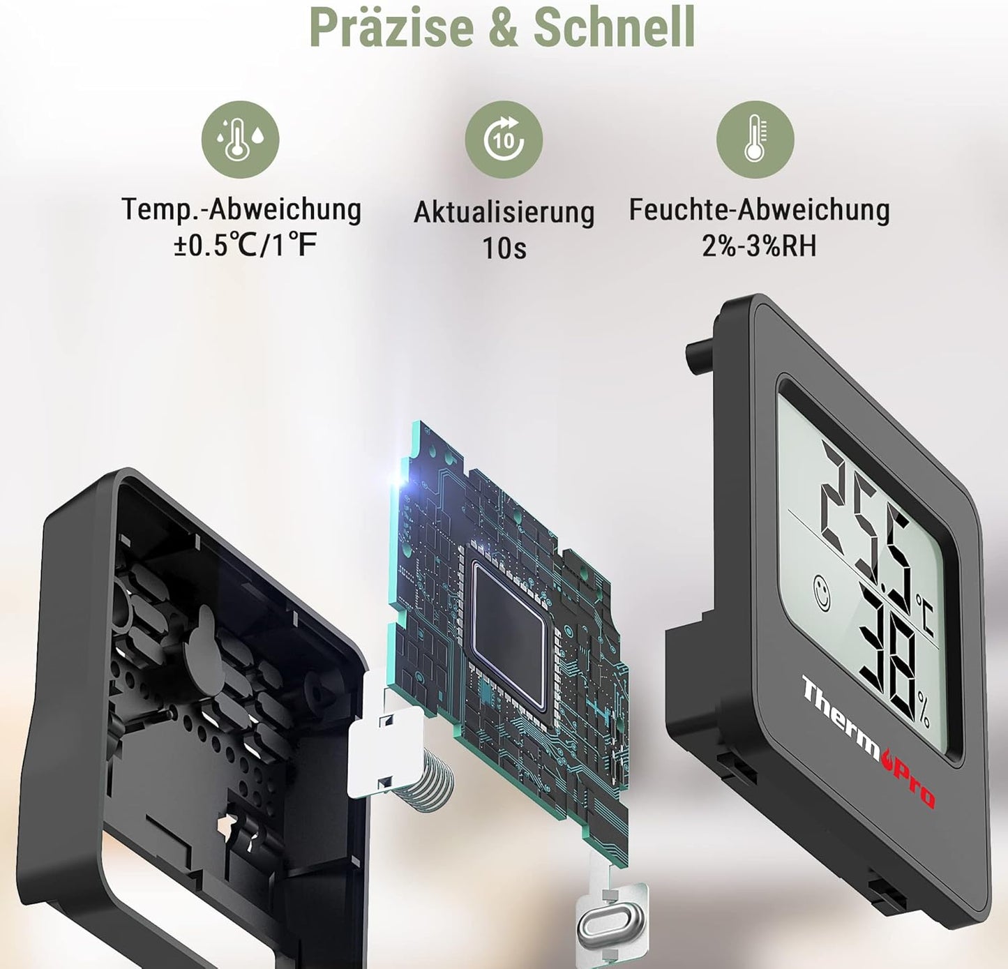 TP157 Mini Thermo-Hygrometer (3er-Set), Klassisch 3 Stück