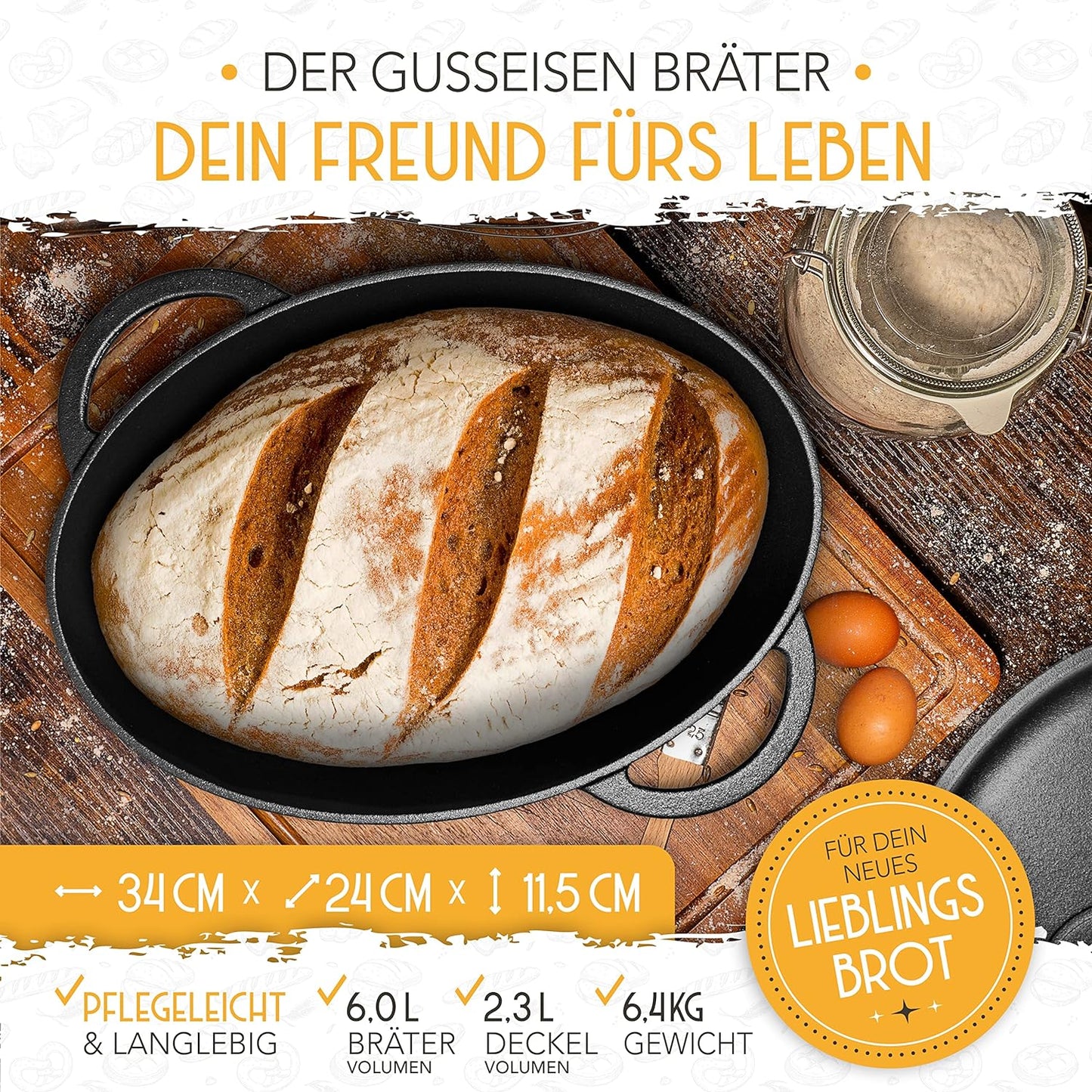 Brotbacktopf, 34cm oval