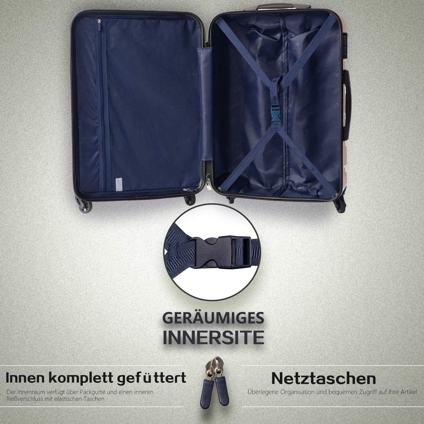 Hartschalen-Handgepäckkoffer mit TSA-Schloss, Blau/Braun Handgepäck
