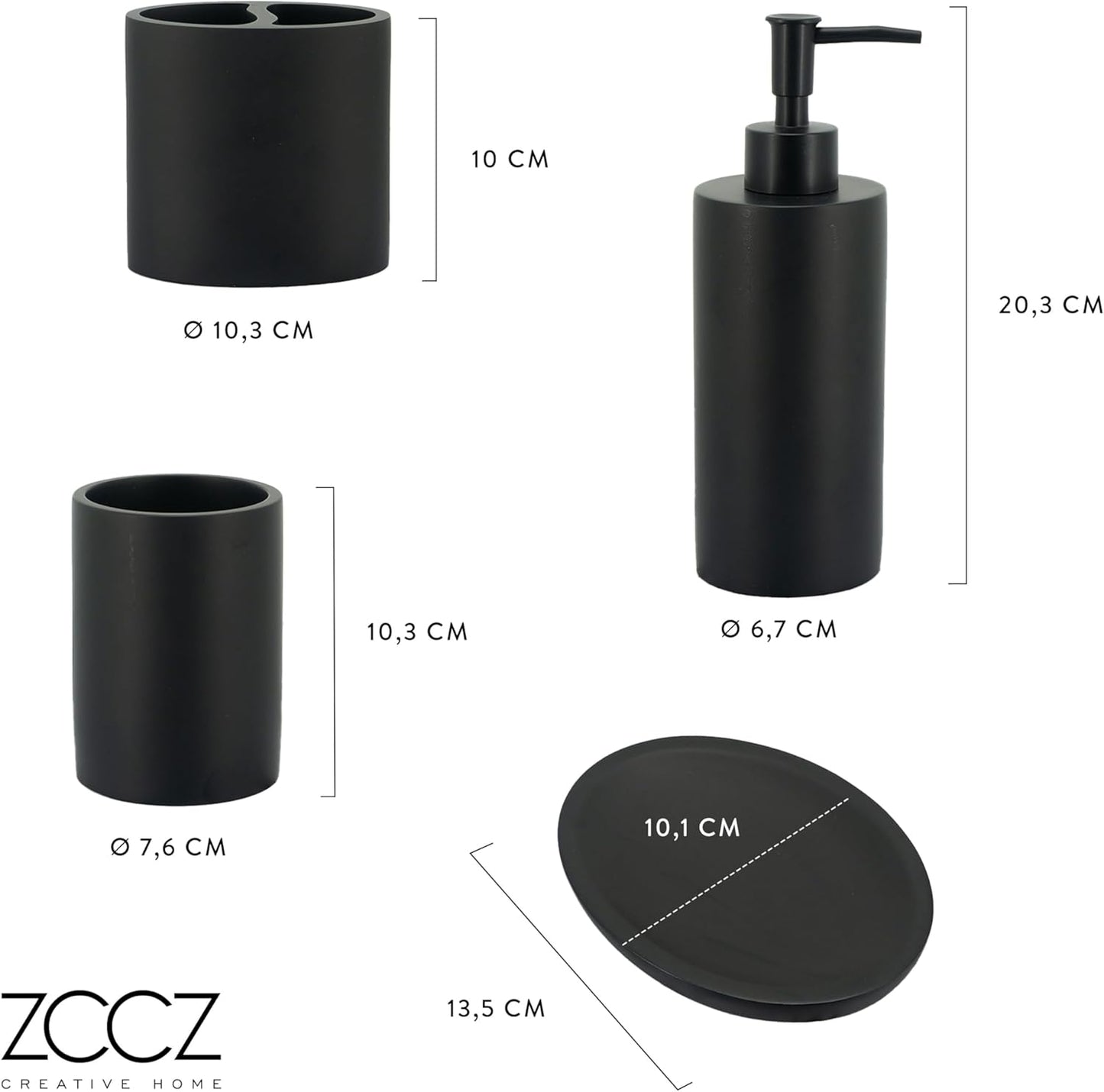 4-teiliges Badezimmer-Accessoires-Set, Schwarz Dunkel