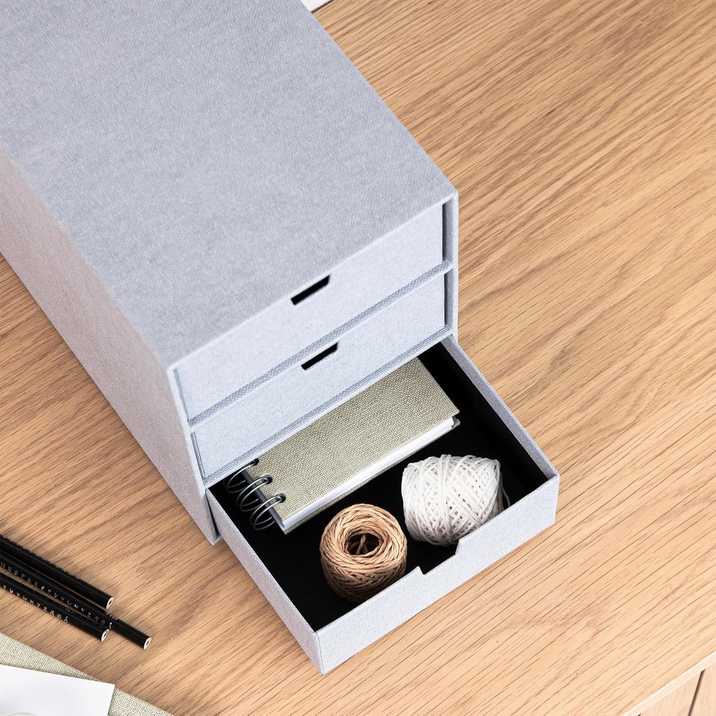 Schubladenbox Ingrid mit 3 Schubladen, Grau Medium