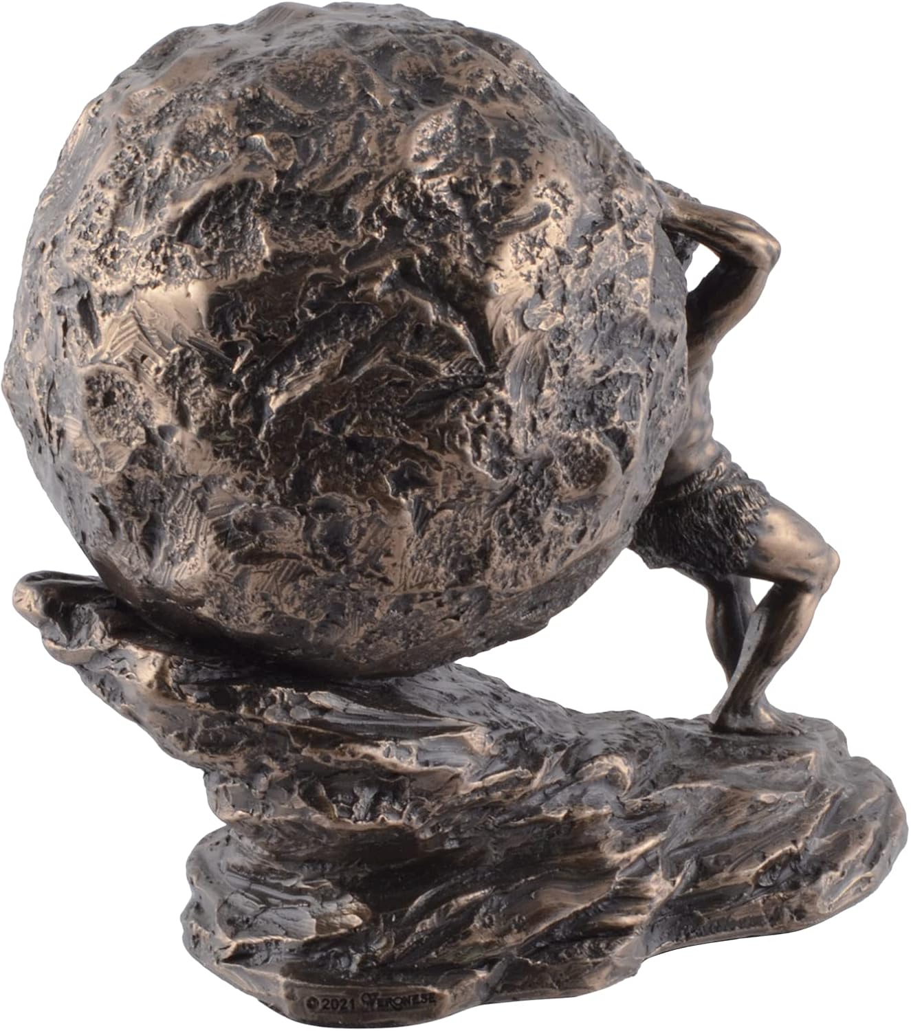 Sisyphus Skulptur bronziert - Griechische Legende mit Felsen