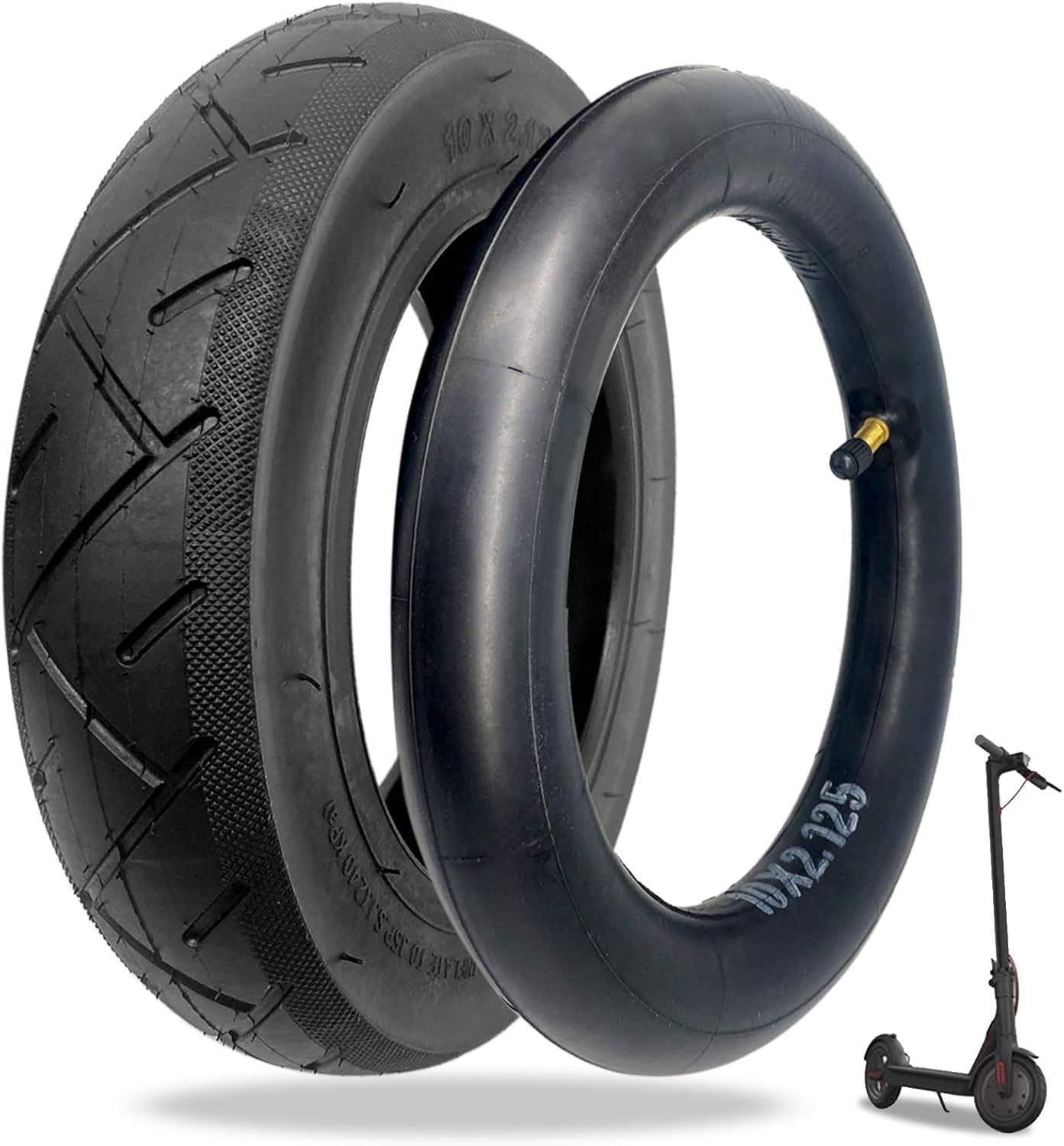 E-Scooter Reifen und Schlauch, Schwarz-1 10 x 2.125