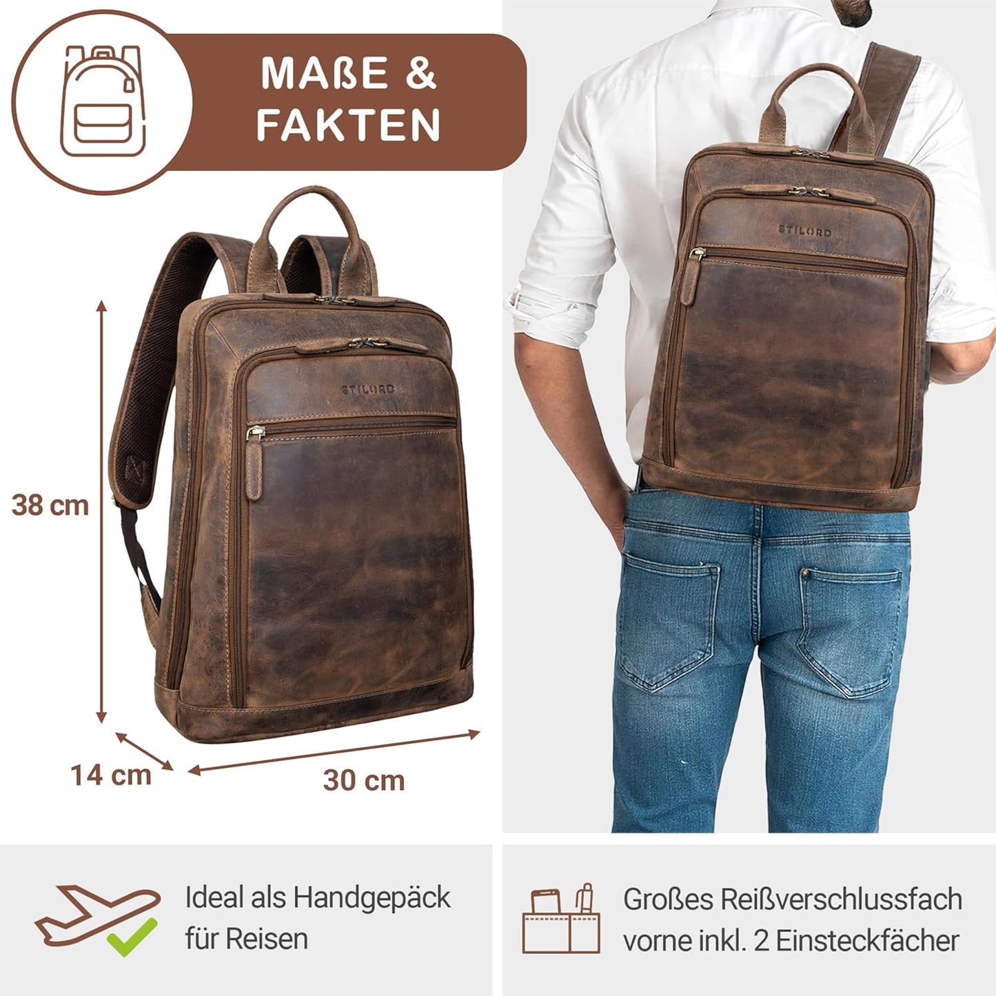 Laptoprucksack, Calais - Braun