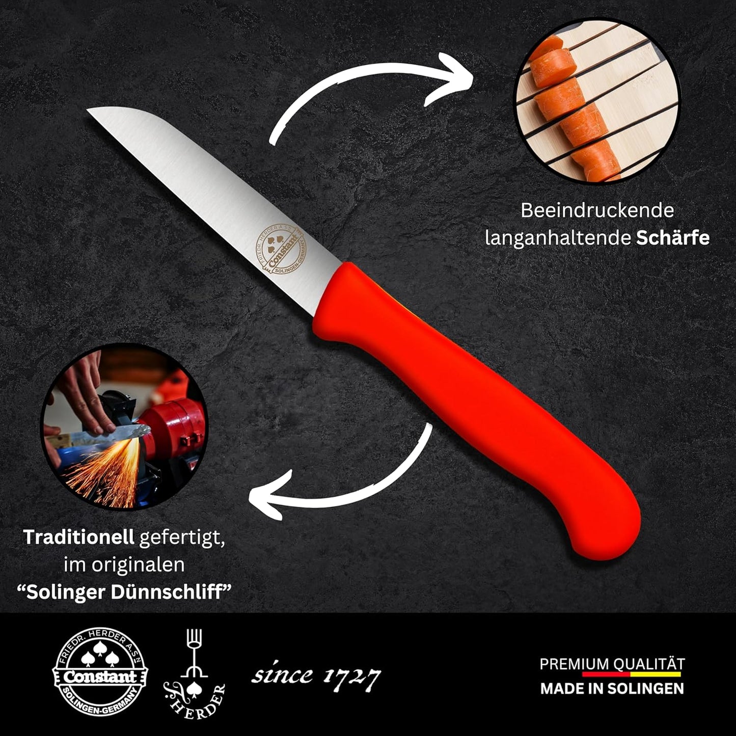 4er-Set Gemüsemesser, Neonrot / 4x Gemüsemesser