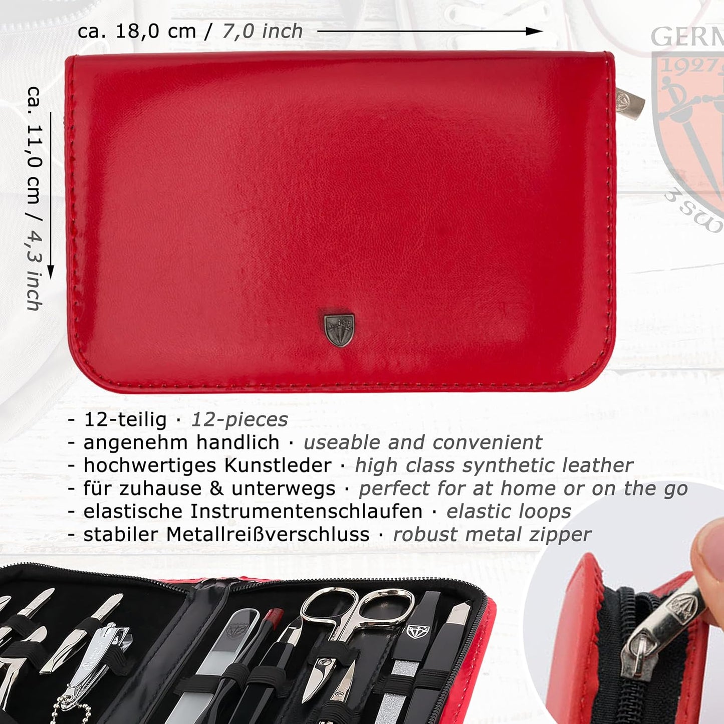 12-teiliges Nagelset 'Palermo', ROT