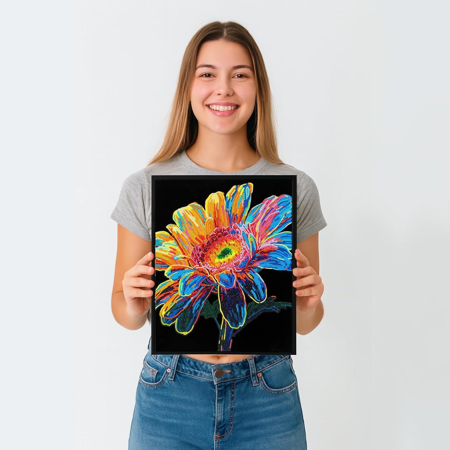 5D Diamond Painting Set Neon Gerbera