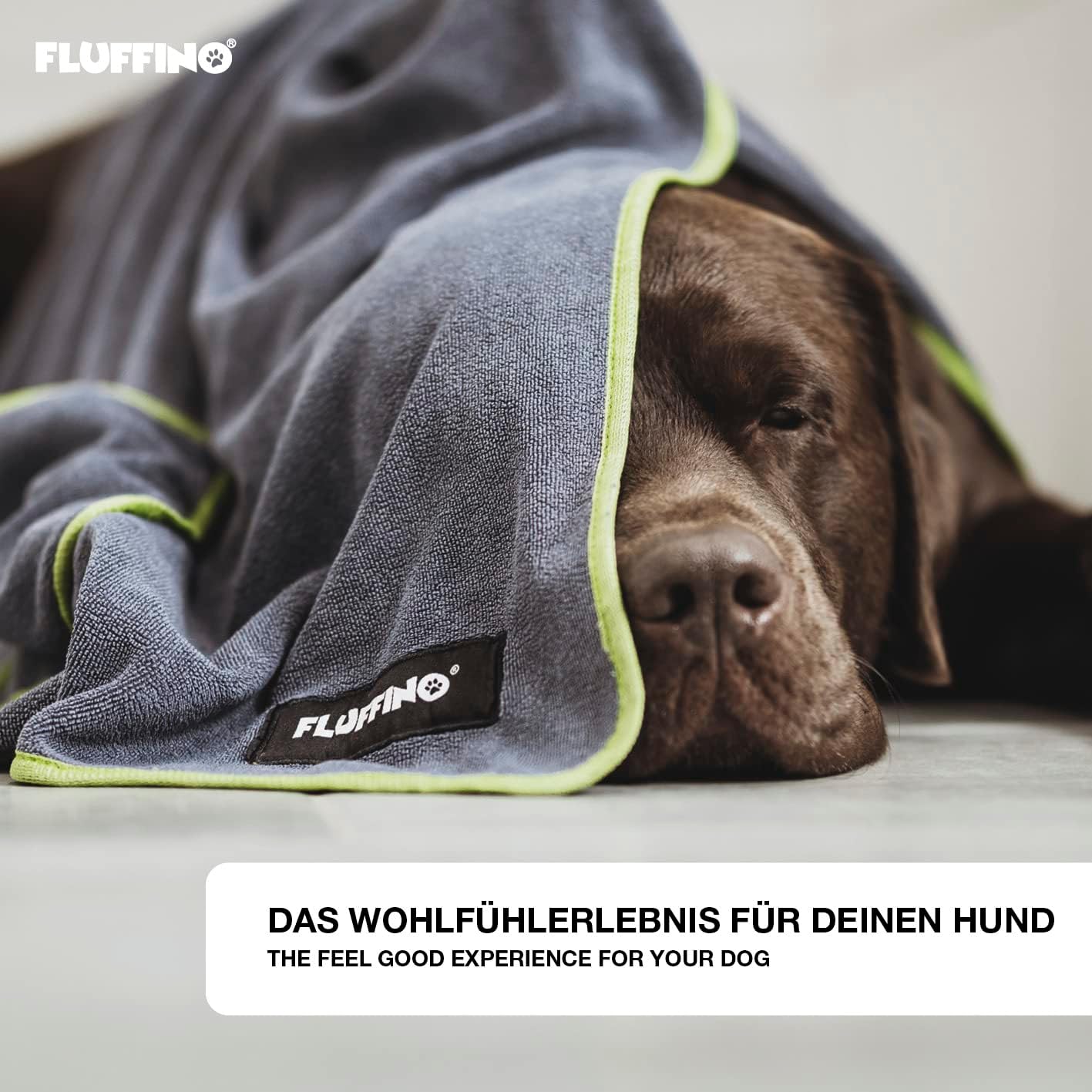 2er-Set-Hundehandtuch, Grau & Grün, 120 x 70 cm
