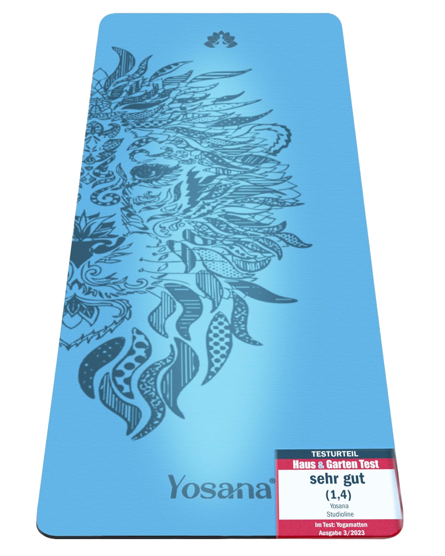 Rutschfeste Yogamatte, Hellblau Löwe