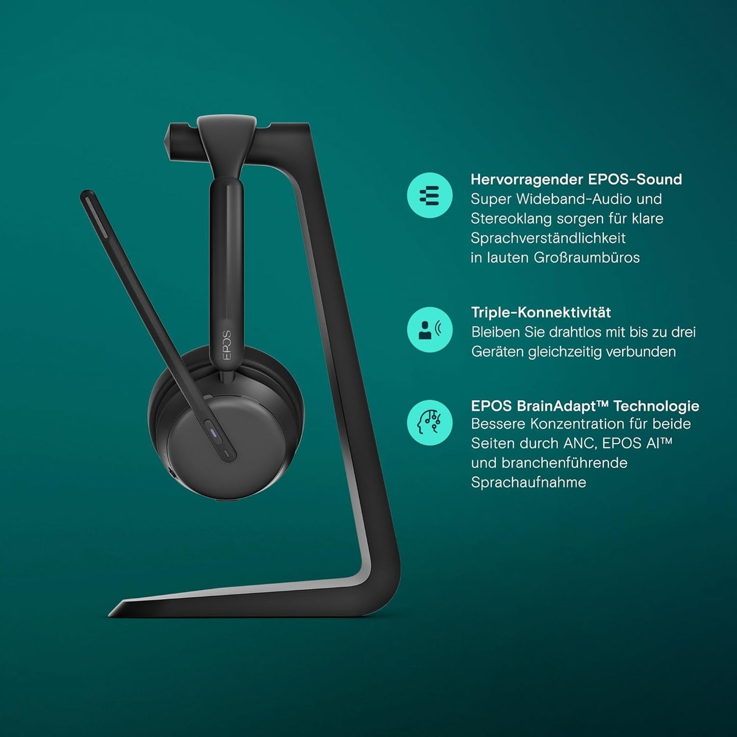 Impact 1061T ANC Headset mit Ladestation, Bluetooth, Microsoft Teams certified and ANC with charging stand