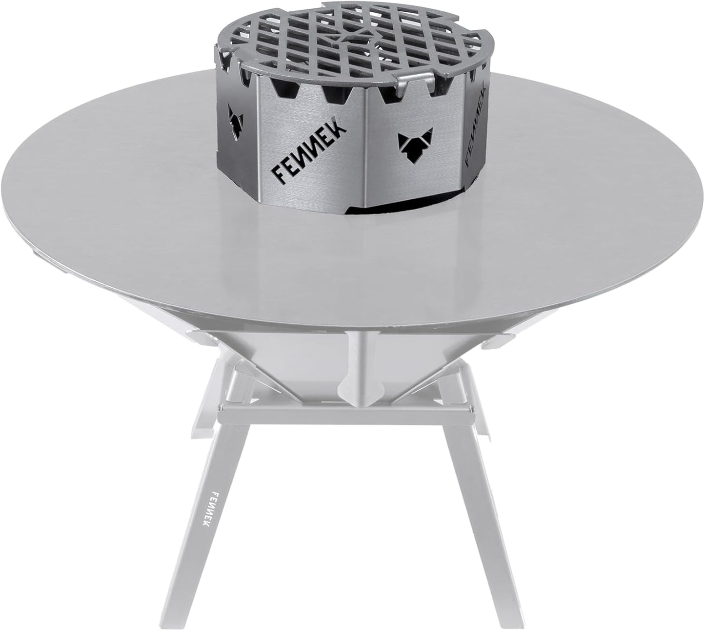 BBQ Wok Aufsatz für Feuerplatten, FENNEK BBQ WOK Aufsatz für Feuerplatten mit Loch Ø 20 cm