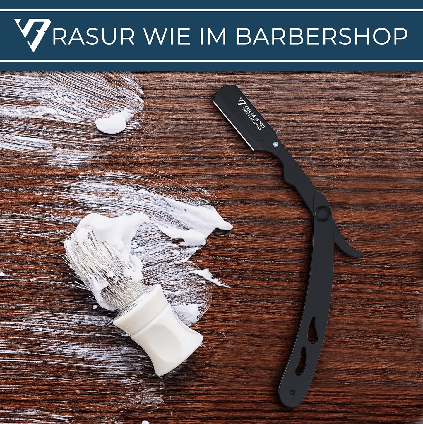 Rasiermesser-Set, Edelstahl Schwarz+ 100 Derby Professional
