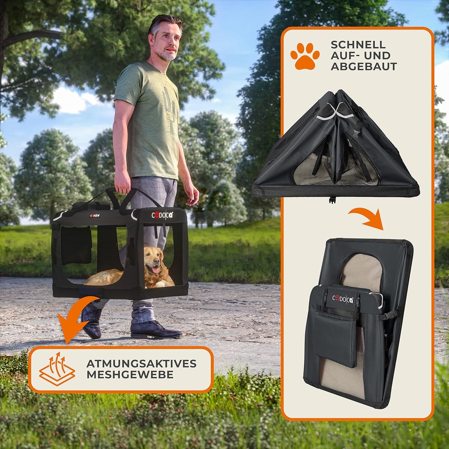 Faltbare Hundetransportbox (50 x 34 x 36 cm), L 50 x B 34 x H 36 cm Anthrazit