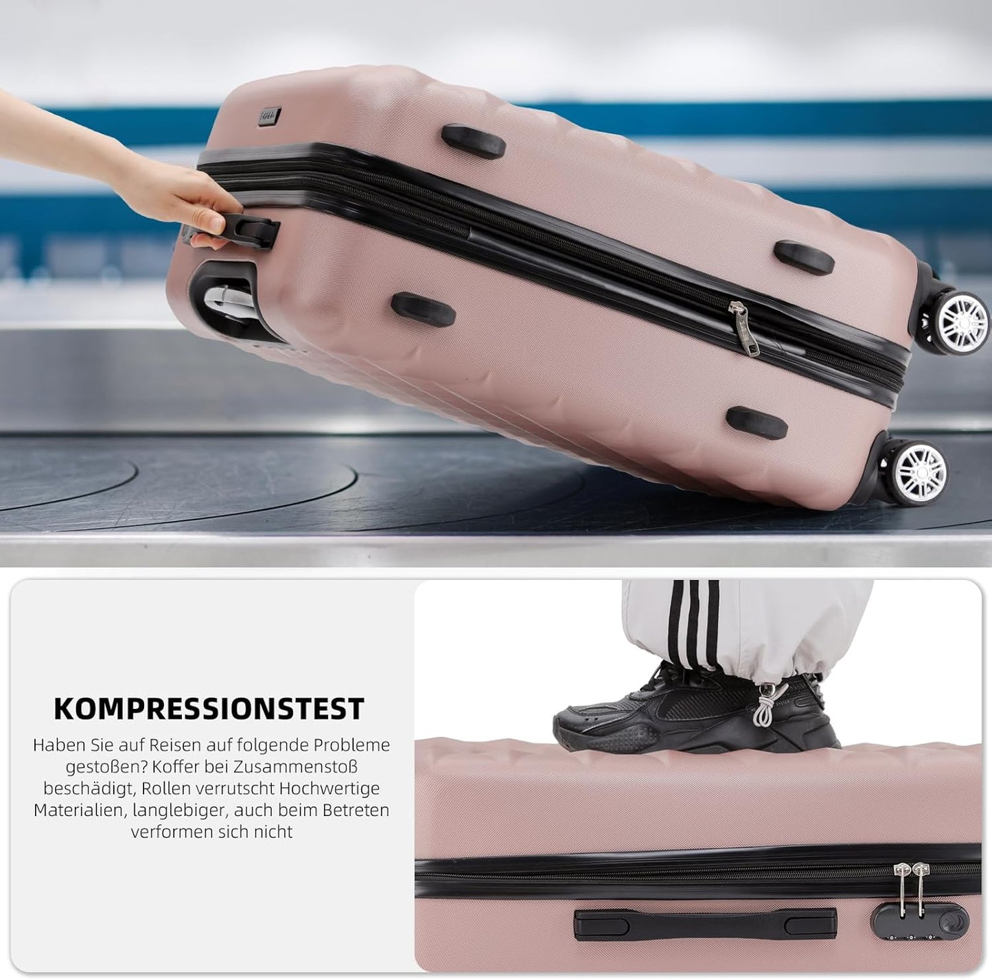 Zwillingsrollen Hartschalenkoffer-Set M, Rosa Gold M