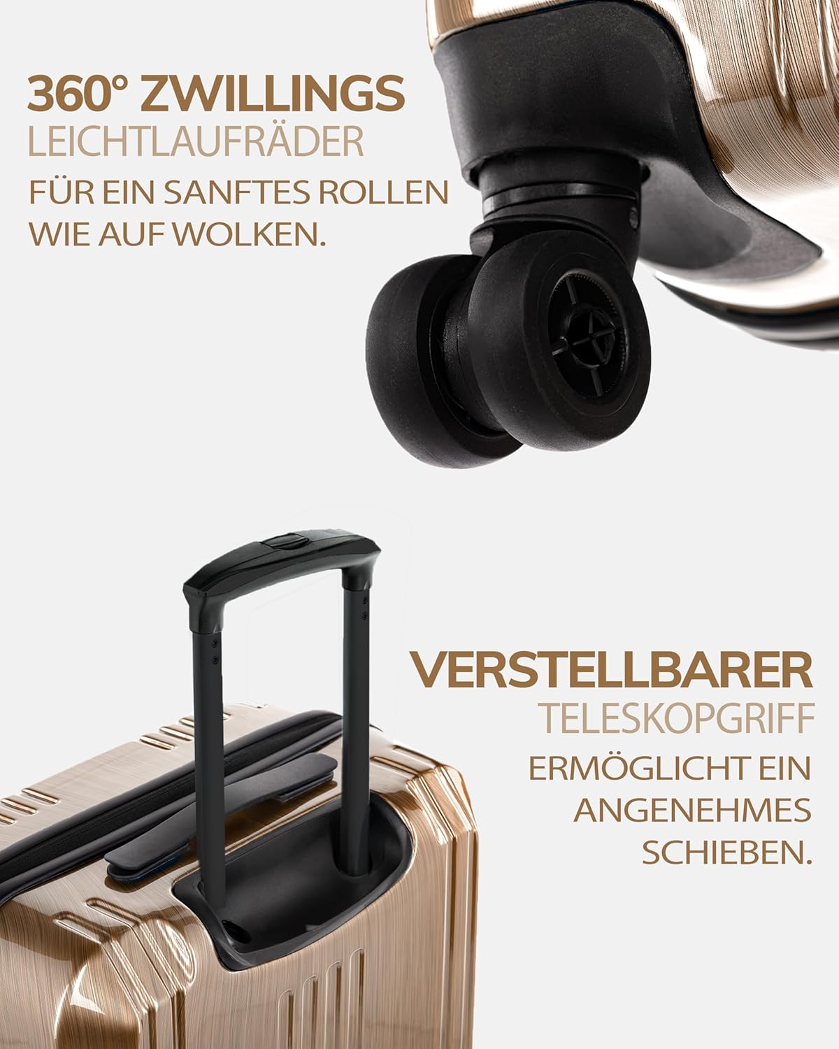 Grosser Hartschalenkoffer mit TSA-Schloss (77 cm), XL Koffer 75 cm Bronze-metallic
