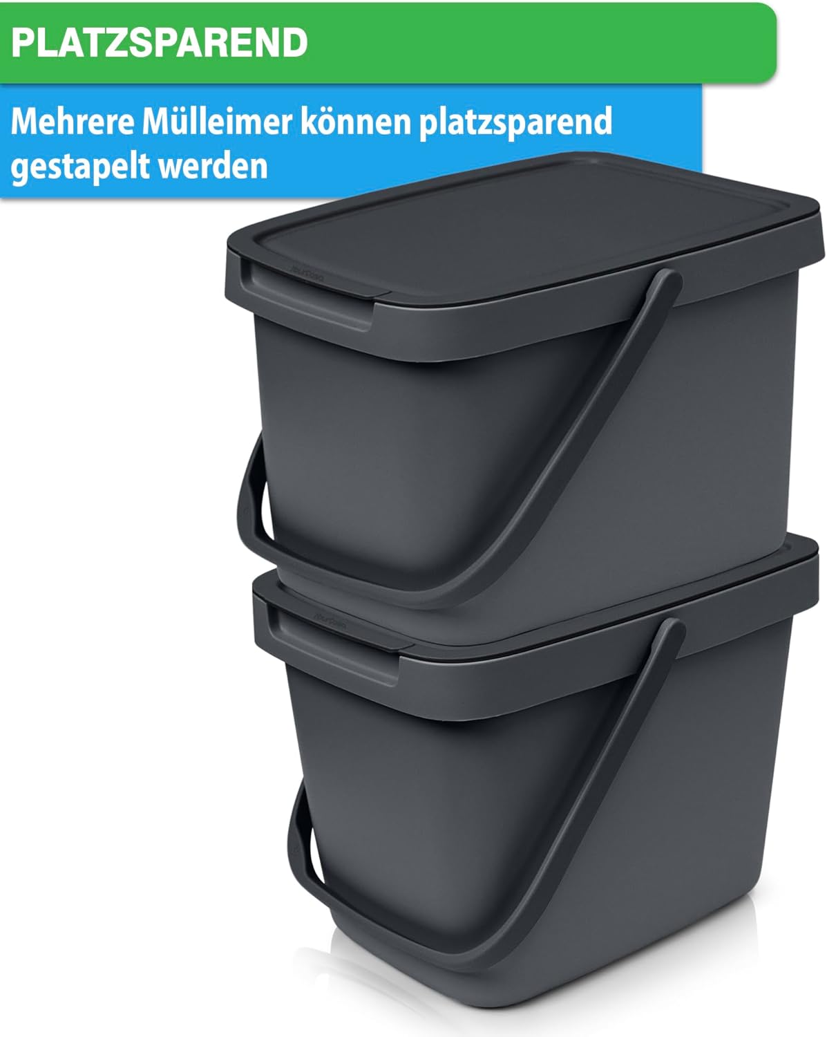 Biomülleimer mit Deckel & Wandaufhängung, Anthrazit 1 Stk