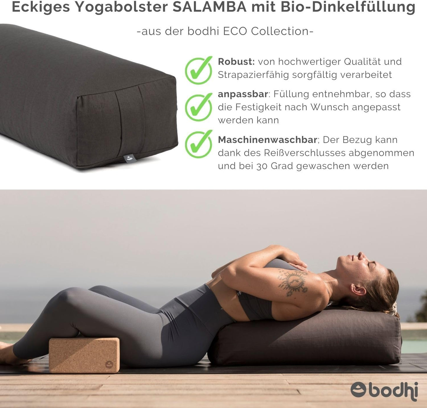 Salamba Yogabolster mit Bio-Dinkelfüllung, rosé