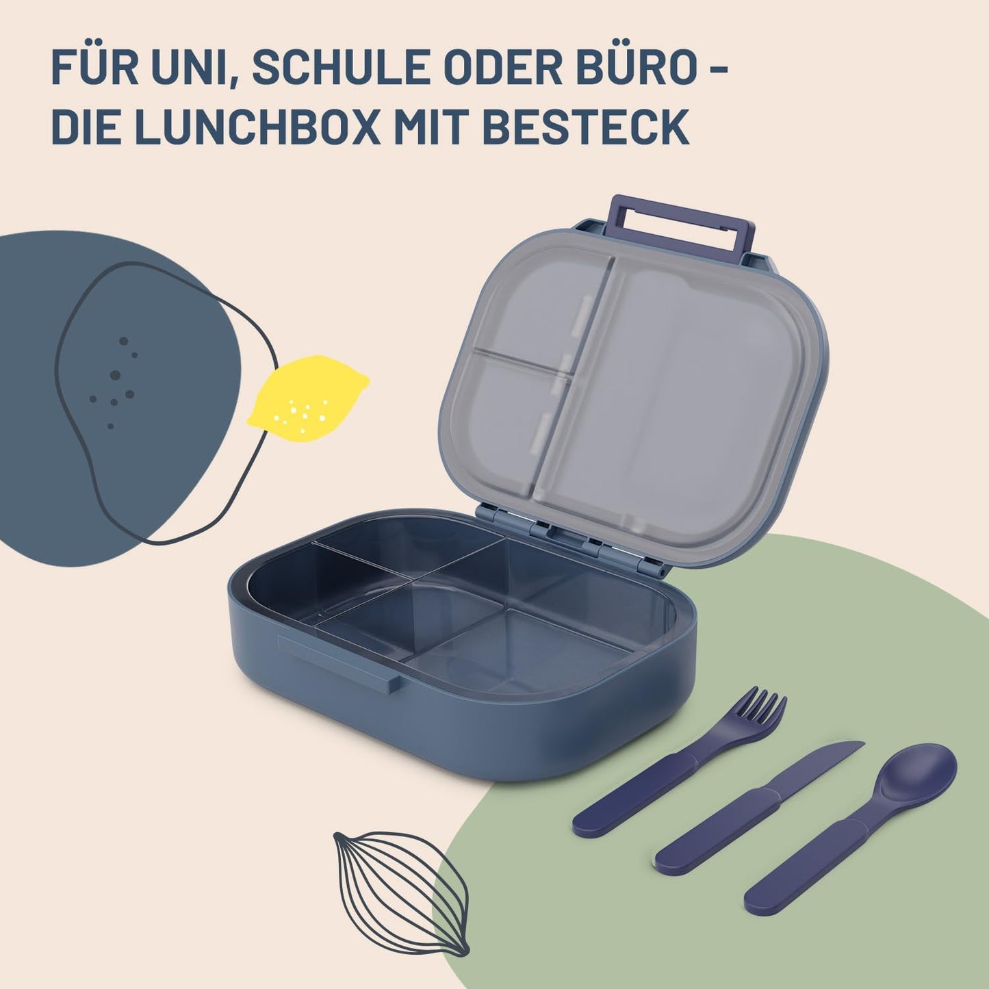 Unterteilbare Kinderbrotdose, Porzellanblau