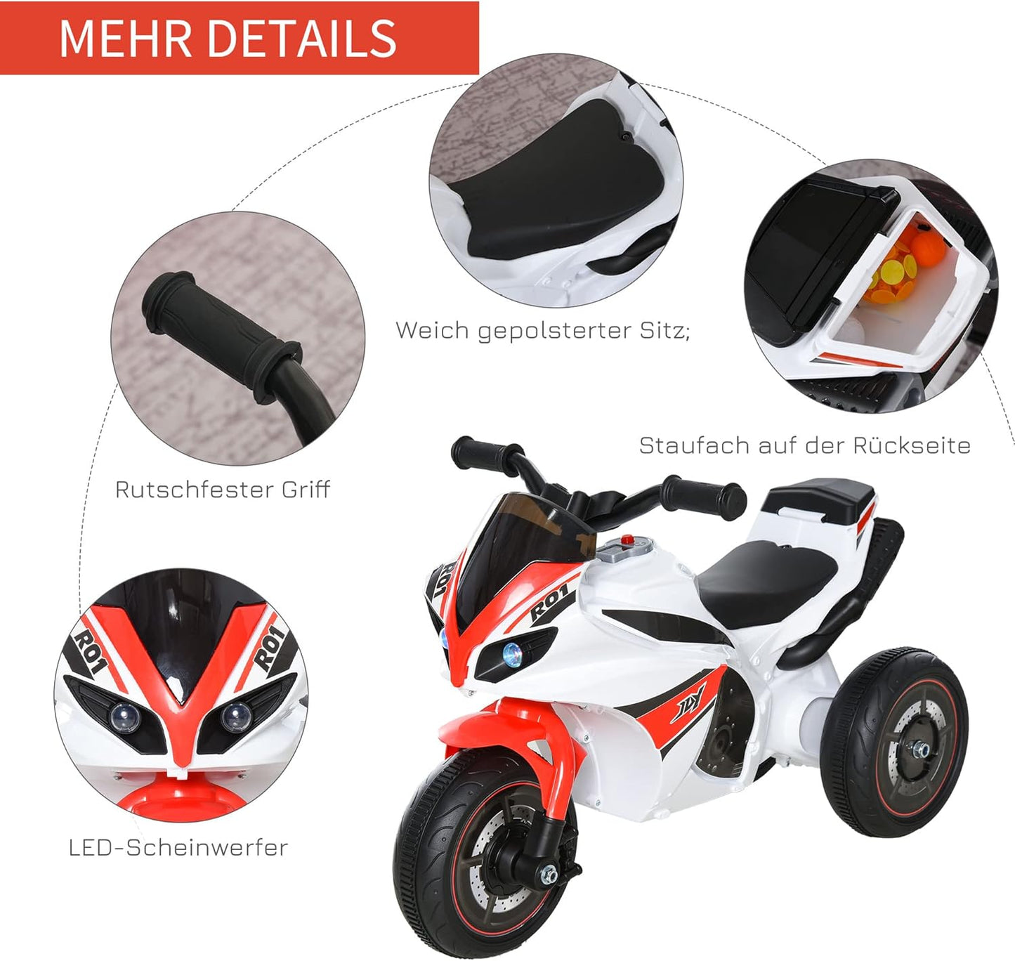 Motorrad-Rutschauto mit Musik und Scheinwerfer