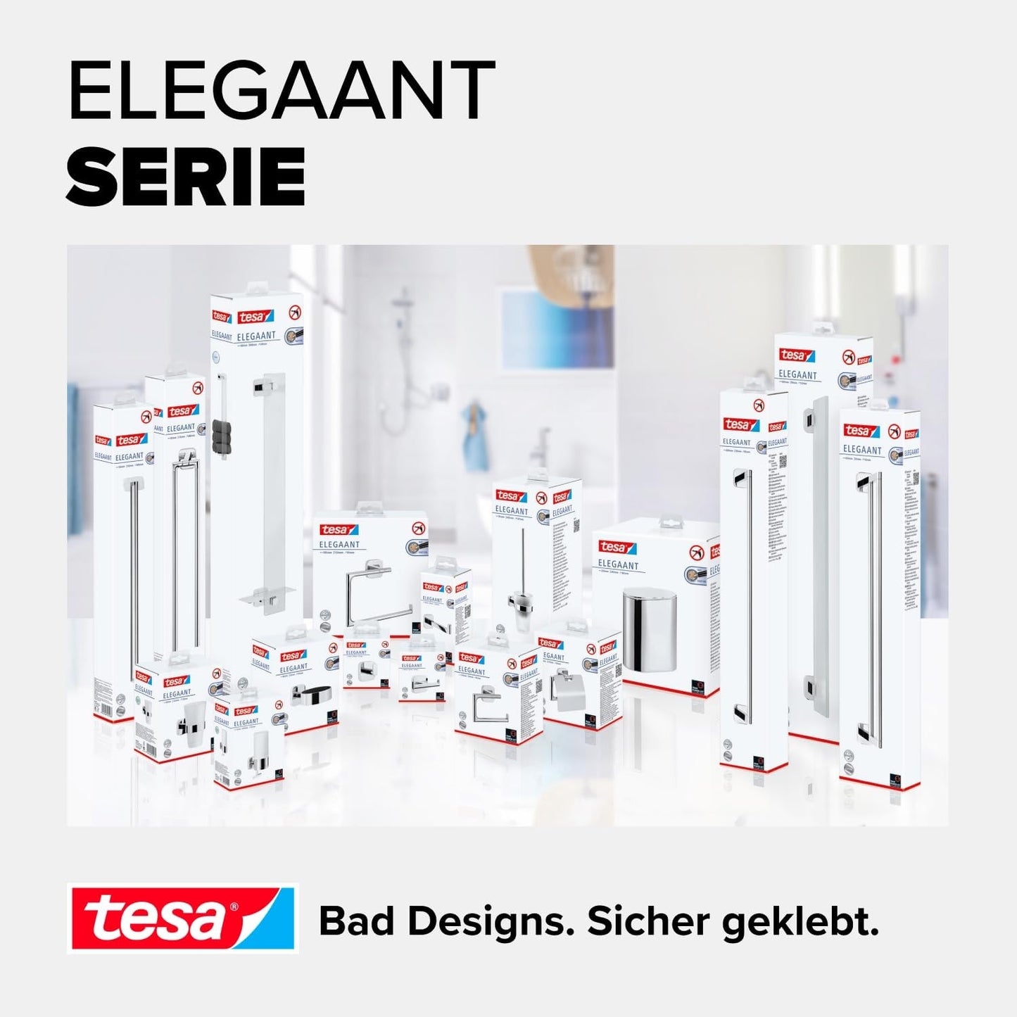 ELEGAANT Handtuchstange einfach inkl. Klebelösung ohne Bohren, Handtuchstange