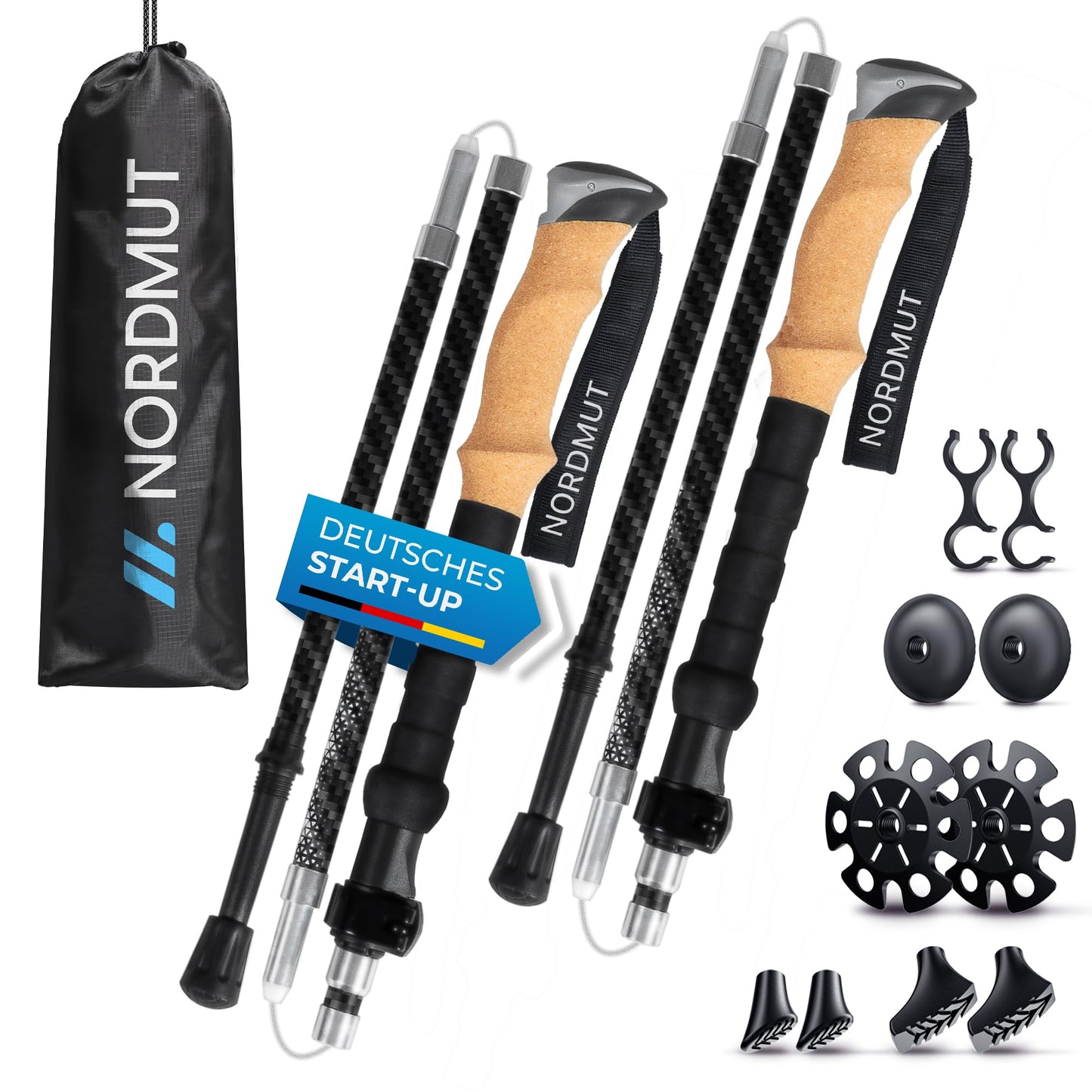 Faltbare Trekkingstöcke aus Carbon, 105-120cm Carbon