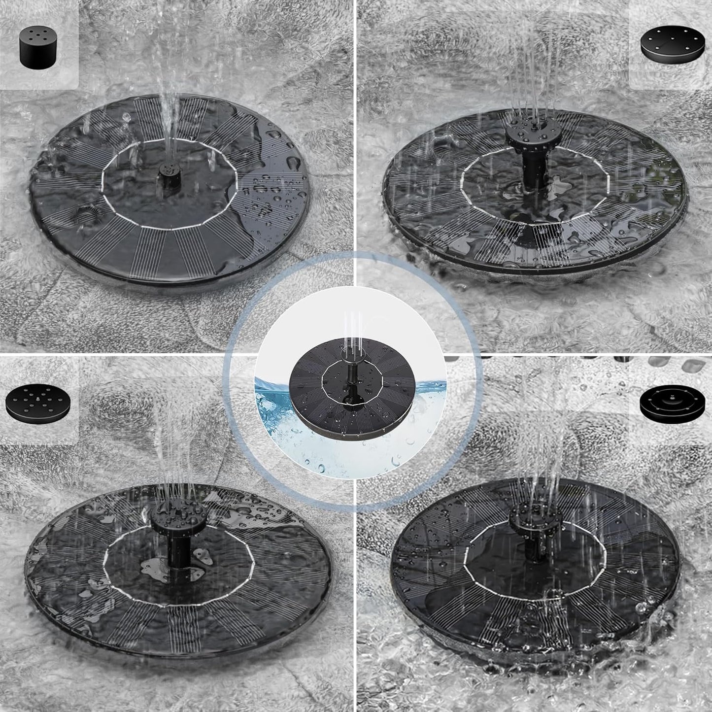 2-in-1 Vogelbad und Solarbrunnen mit 4 Düsen, Kupfer mit Solarbrunnen