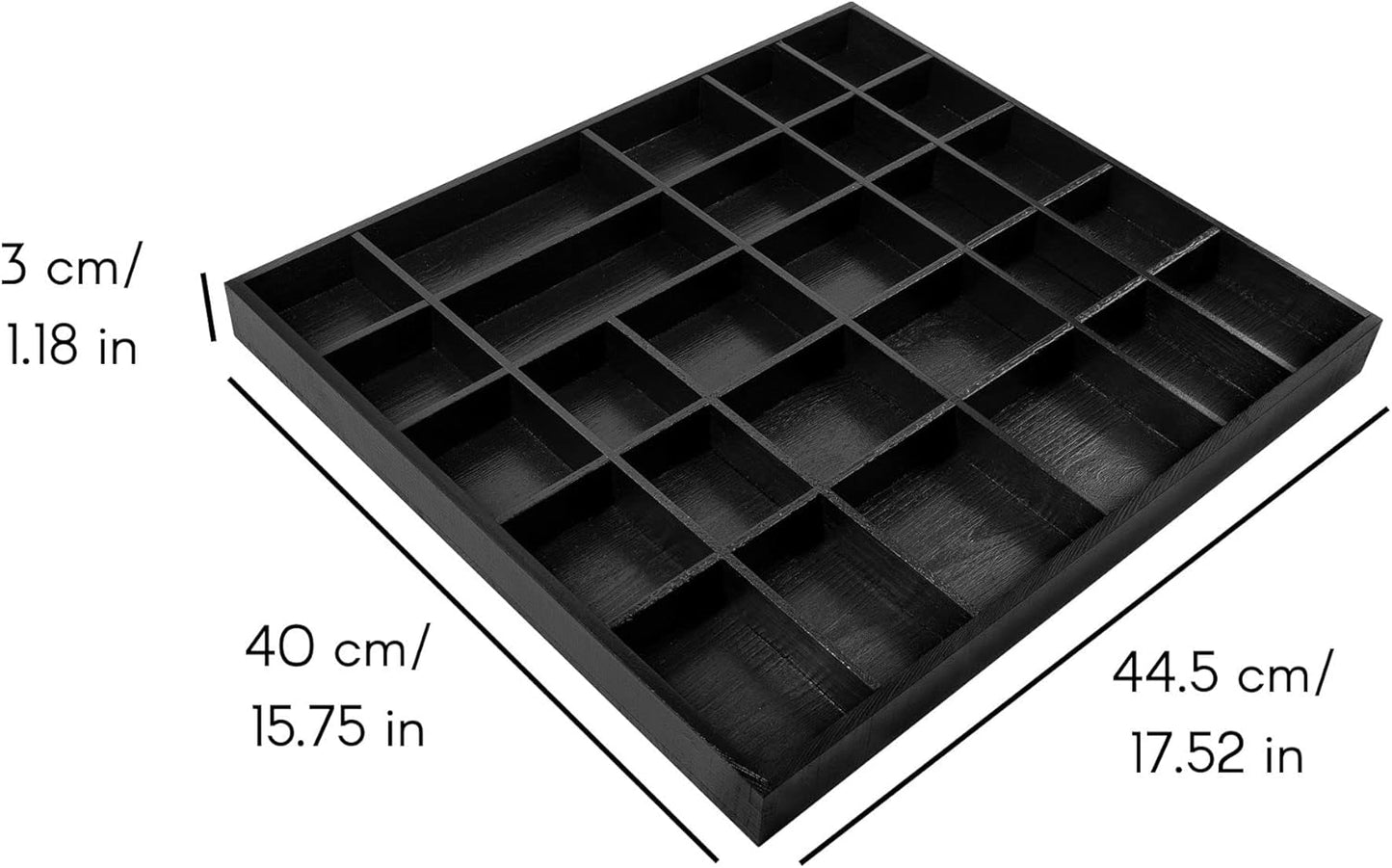 Setzkasten mit 28 Fächern, Schwarz