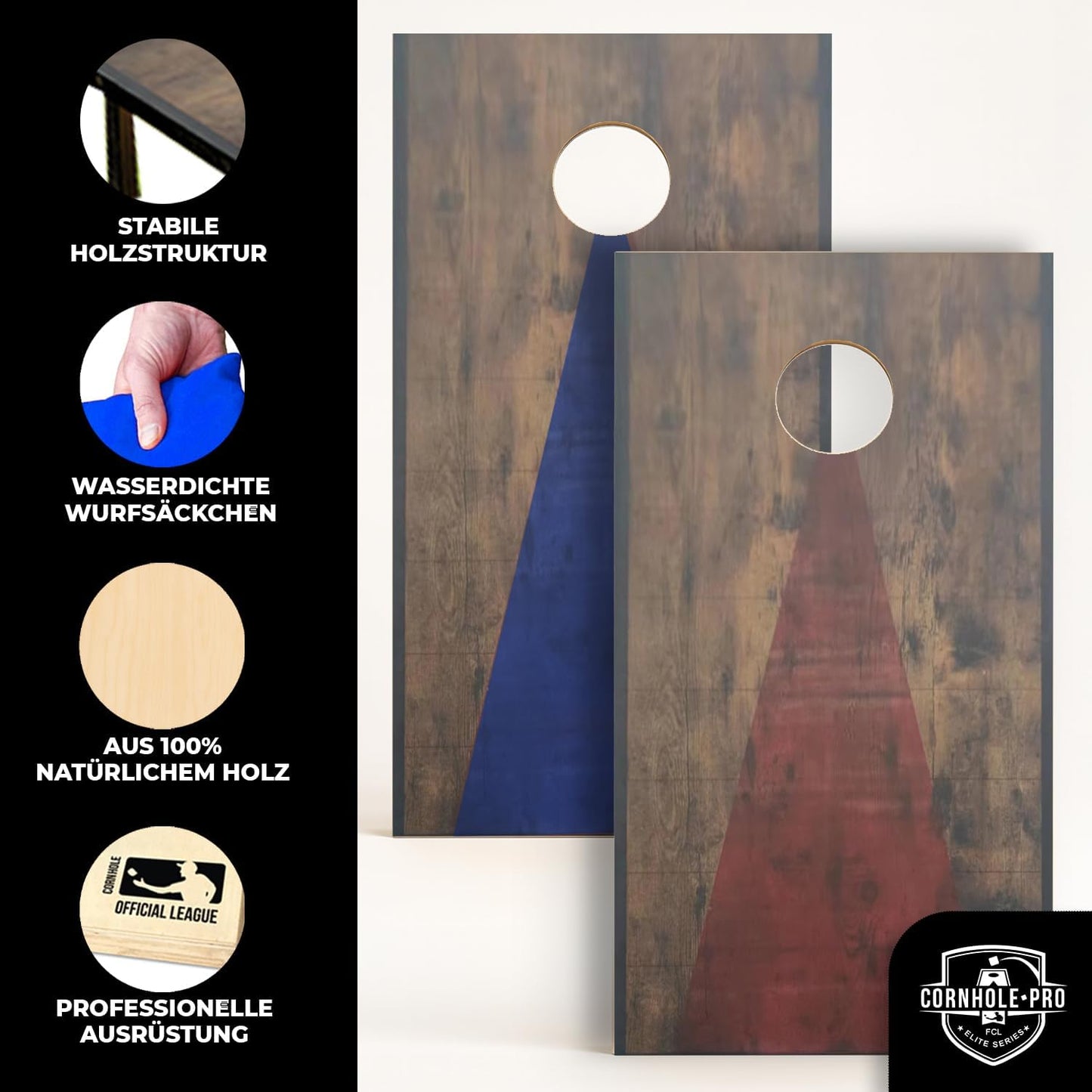 Cornhole Wurfspiel-Set mit 2 Boards + 8 Säckchen, Cornhole aus Holz Old