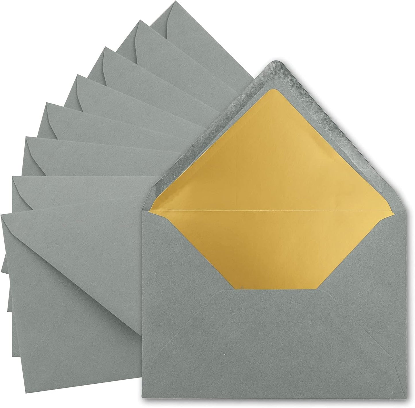 Gold-gefütterte Briefumschläge C5 (50 Stück), 50 Umschläge graphit | Gold