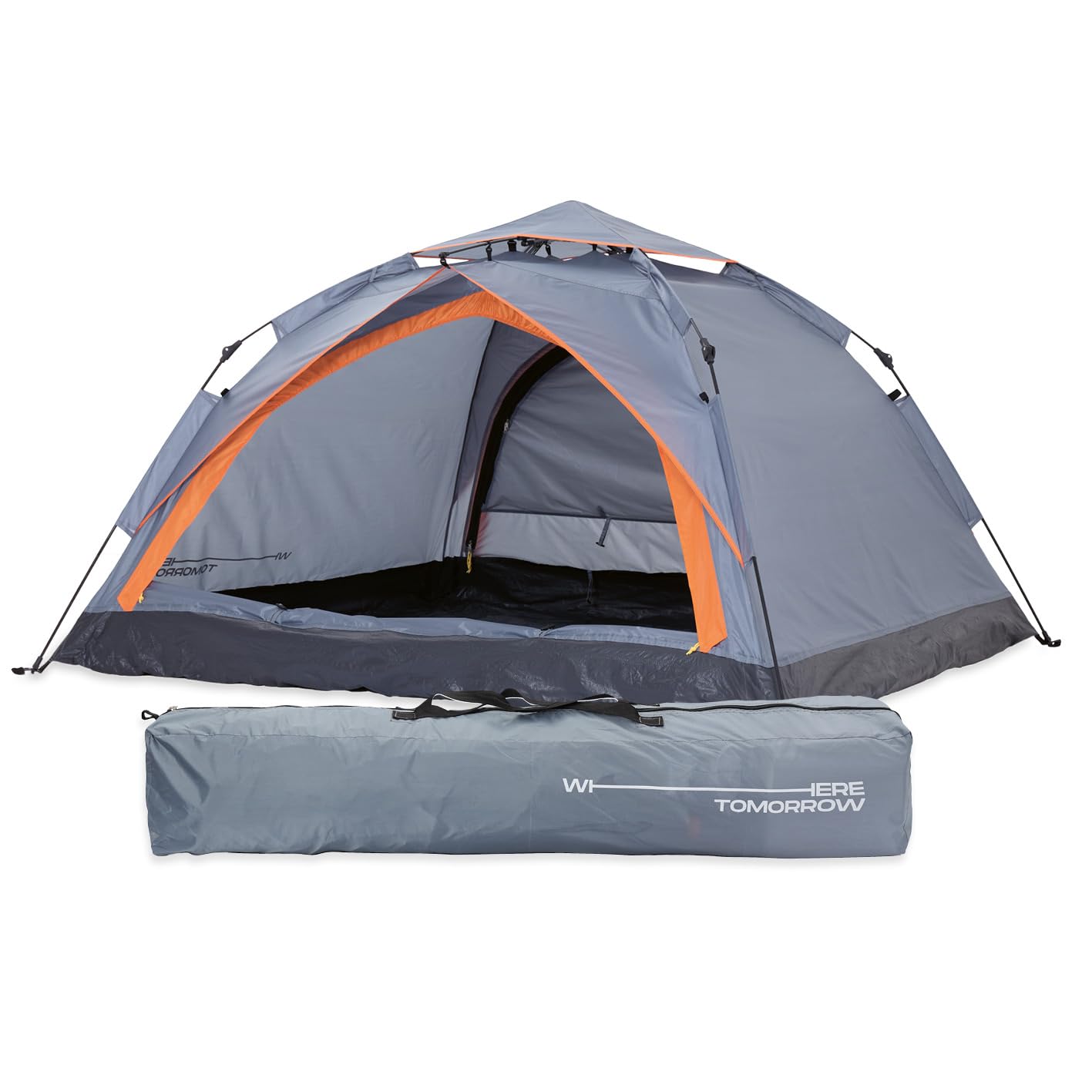 Pop-up-Wurfzelt, Grau Orange 2-3 Personen | 2 Eingang