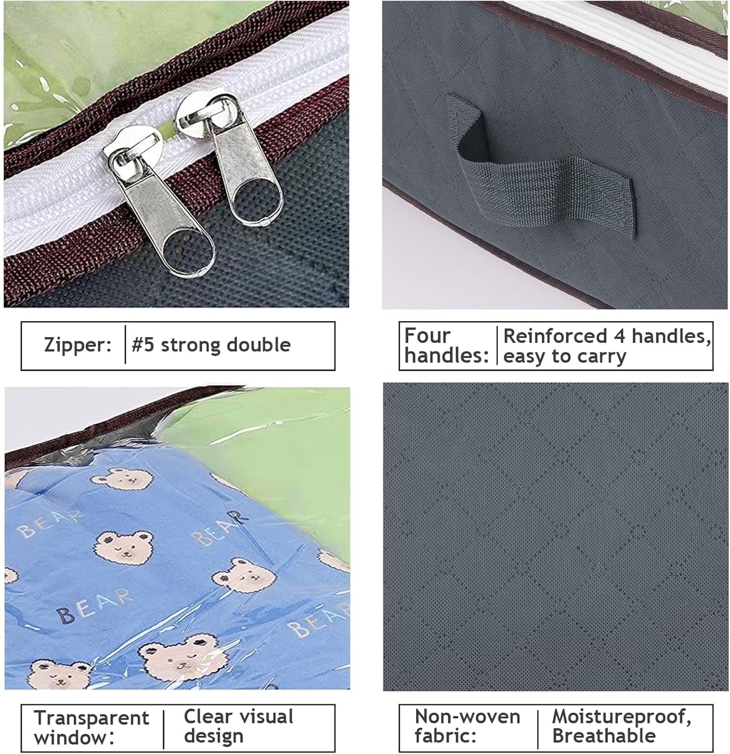 Faltbare Unterbett-Aufbewahrungsboxen (4er Set), 4 Pack Grau