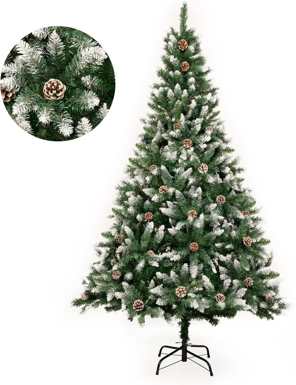 Künstlicher Weihnachtsbaum mit Schneeeffekt und Metallständer, 180 cm Schnee-effekt