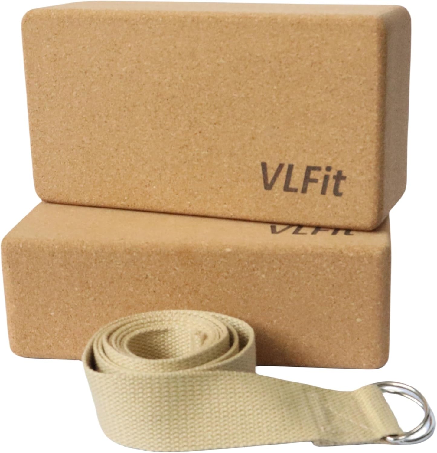 Kork Yogablock Set mit Yogagurt