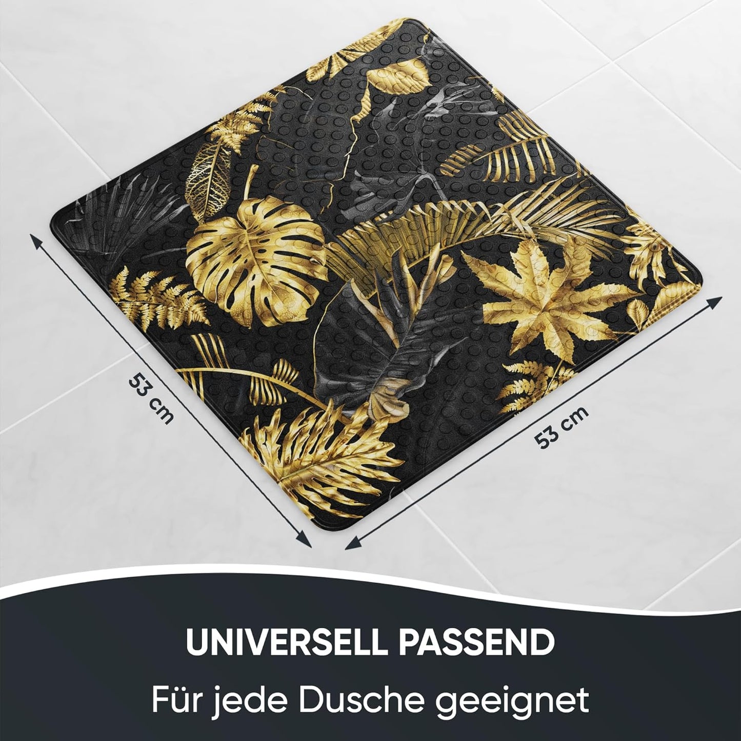 Antirutsch-Badematte, maschinenwaschbar, Golden Leaves-Motiv, Golden Leaves