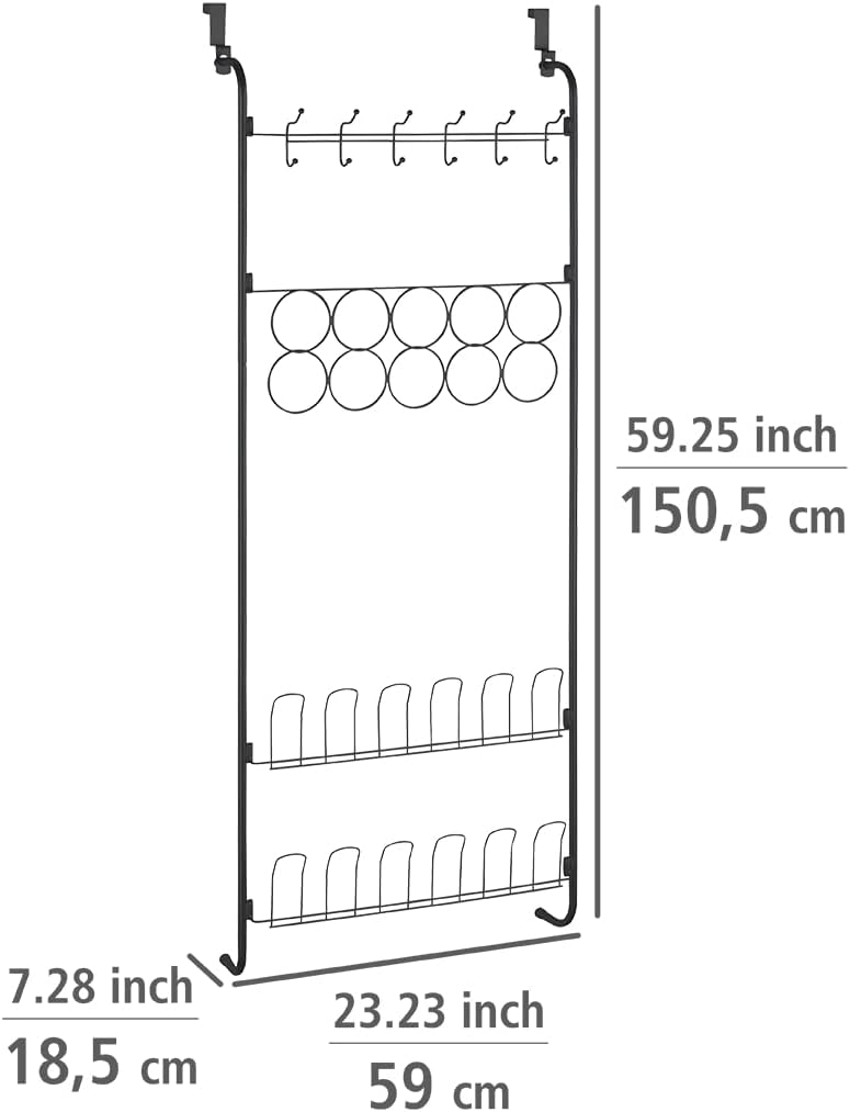 Tür-Organizer zum Einhängen, Schwarz/Grau 59 x 150,5 x 18,5 cm