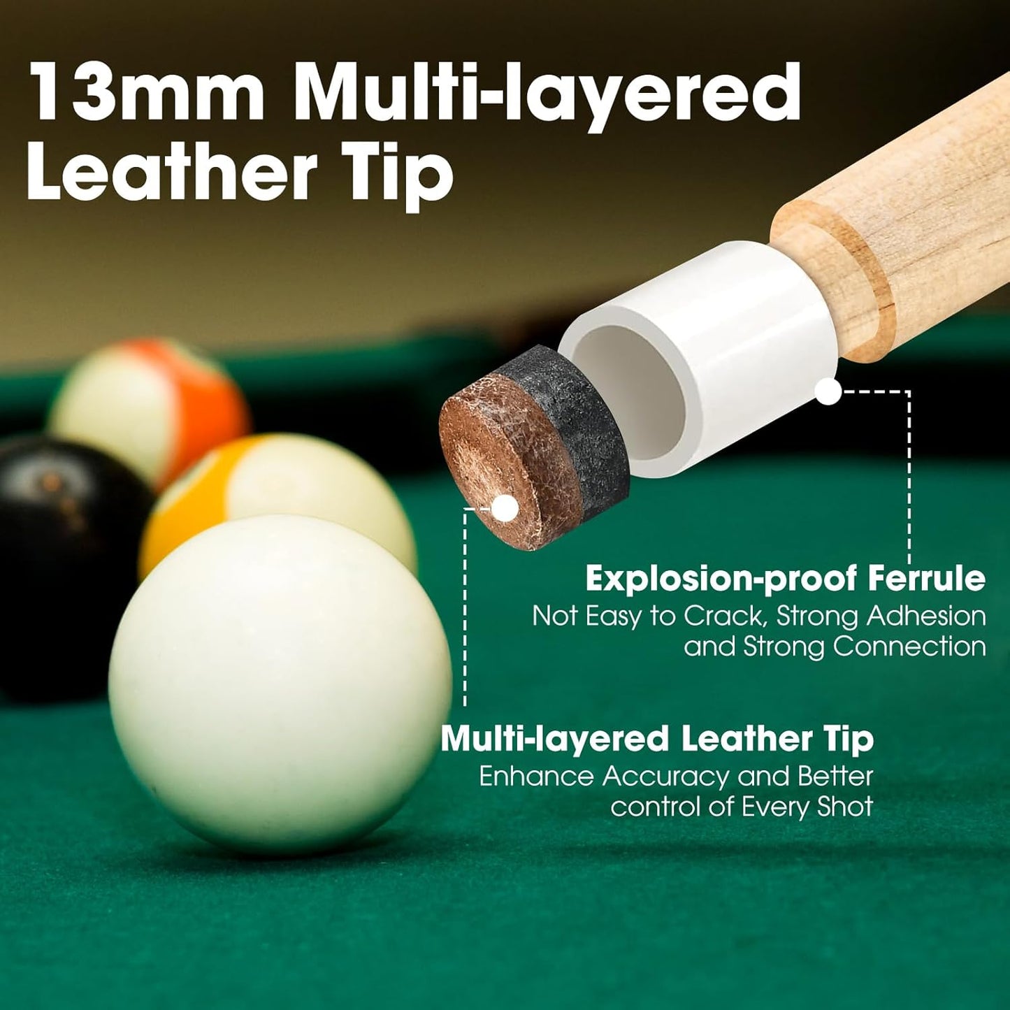 2er-Set Poolbillard-Queues, 147 cm-2 Pack