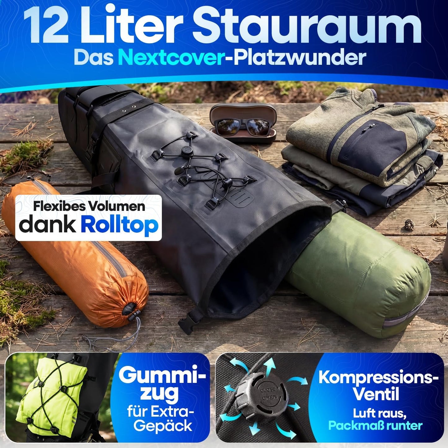 Bikepacking Satteltasche, Schwarz