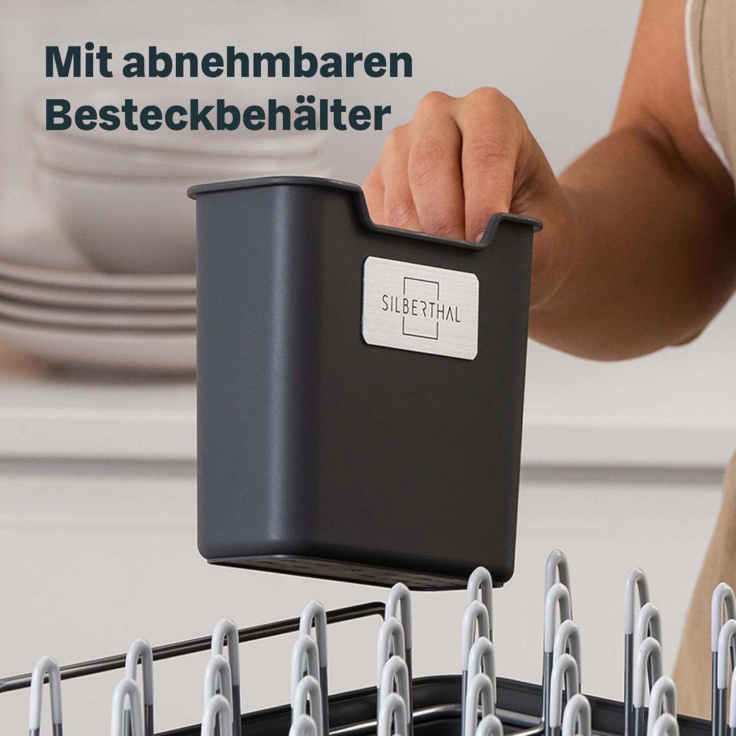 Abtropfgestell mit Abtropfschale und Besteckkasten, Ausziehbares Abtropfgestell Gross