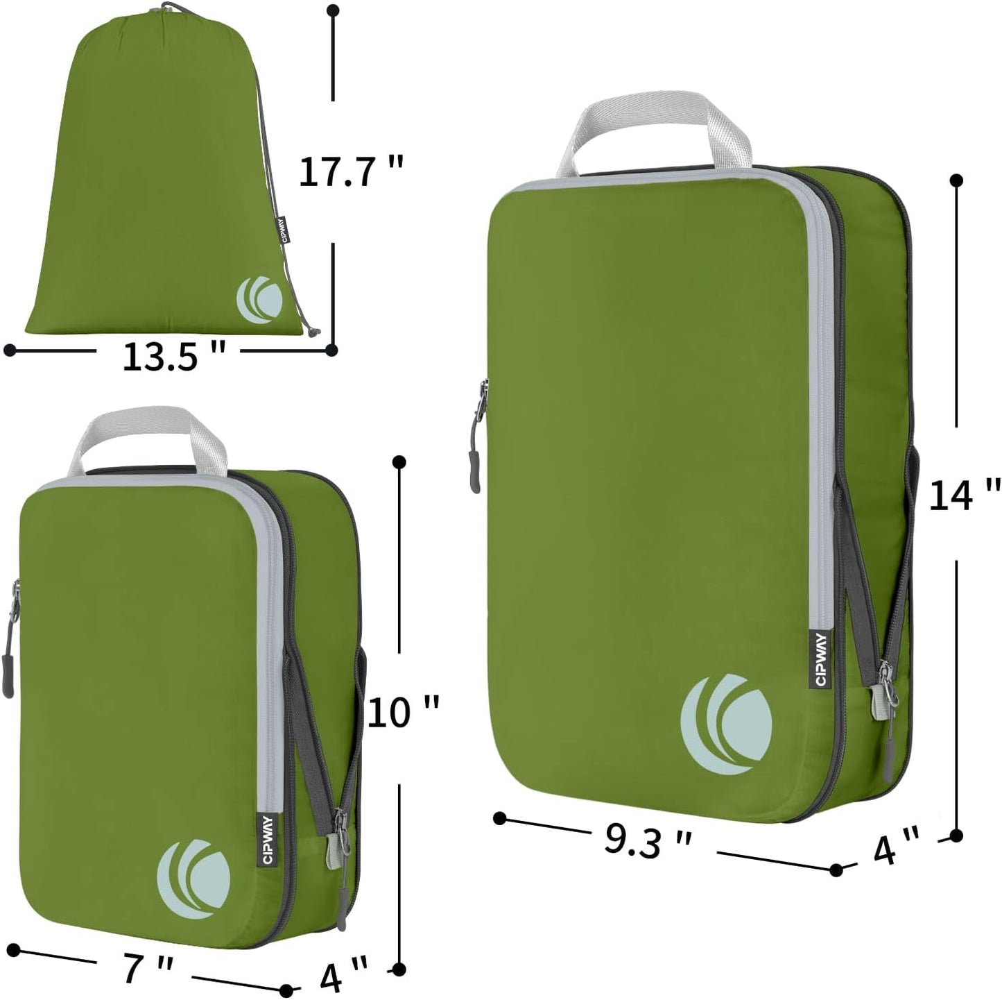 Kompressions-Packwürfel-Set (5-teilig, erweiterbar), 5PCS Green