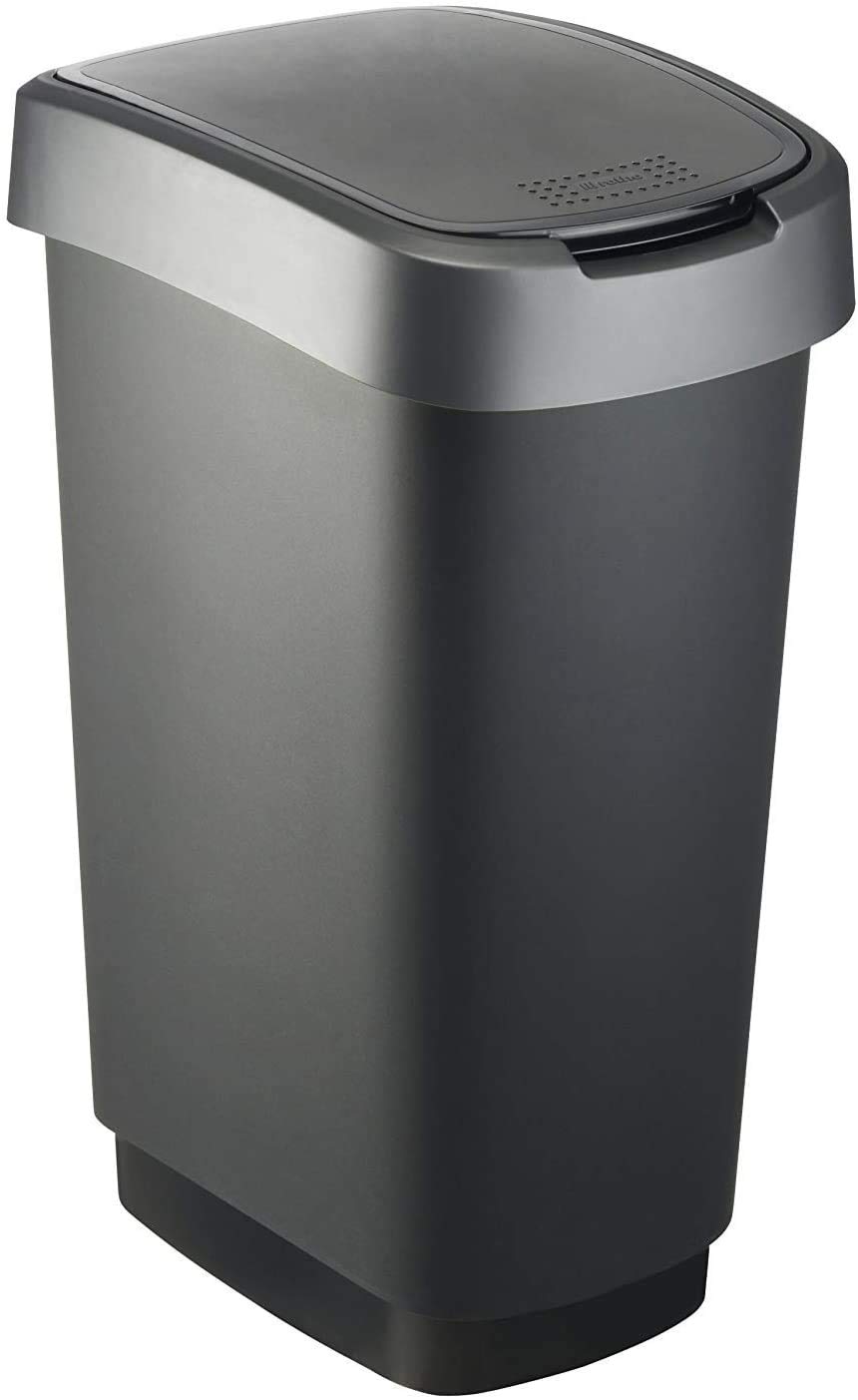 Twist Mülleimer mit Schwing- und Klappdeckel, Silber/Anthrazit
