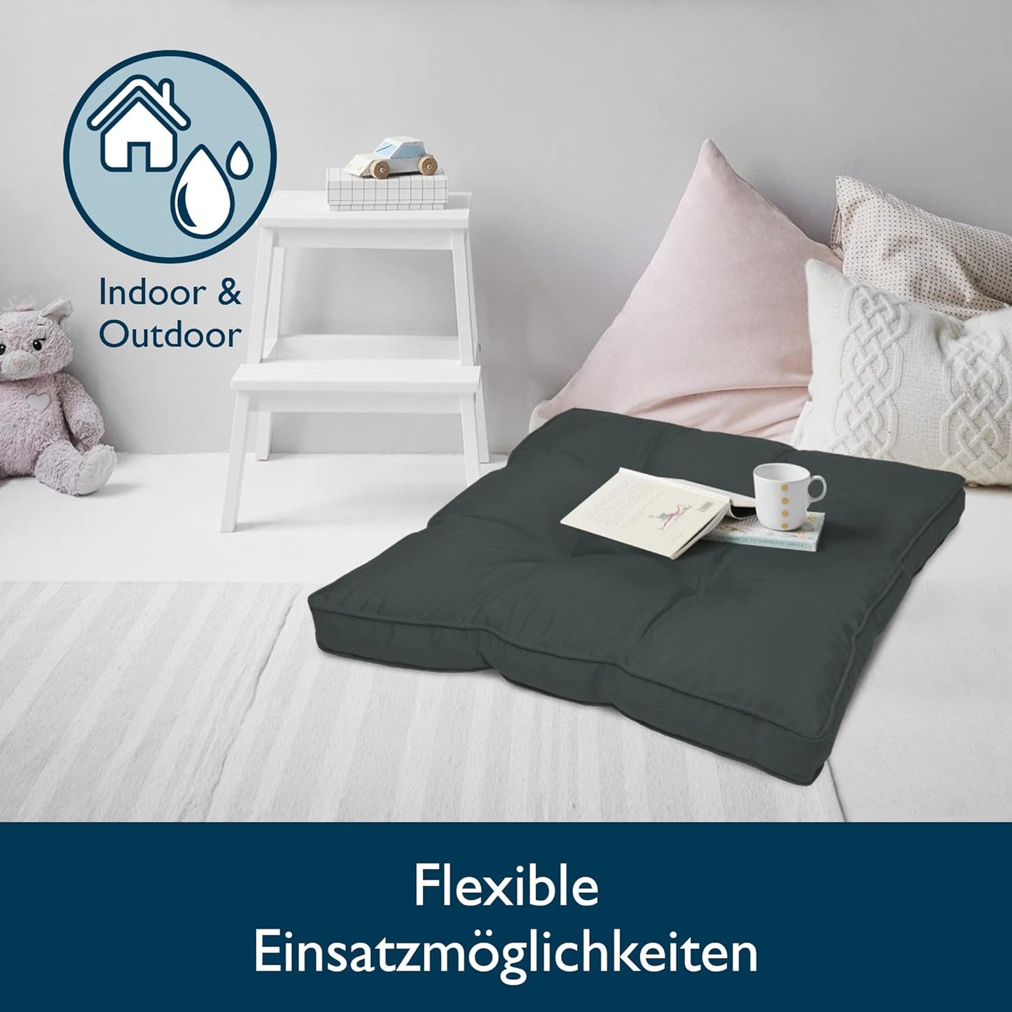 Lounge Sitzkissen, Anthrazit Sitzkissen - 70x70x10 cm