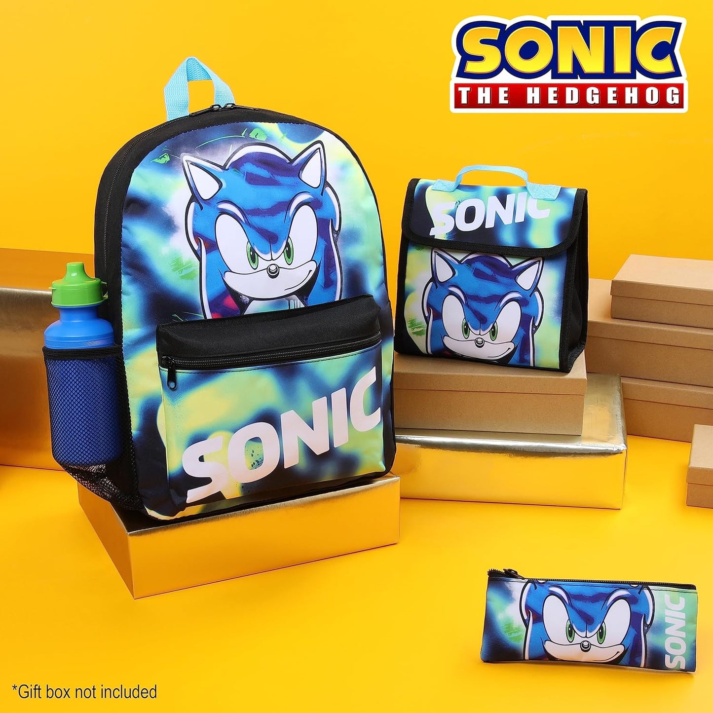 4-teiliges Schulrucksack-Set für Kinder, Blau/Grün