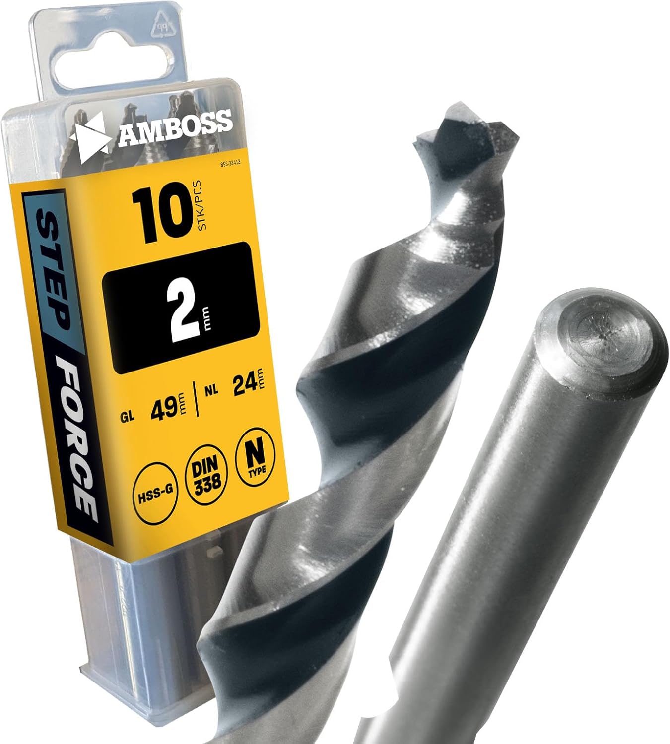 Spiralbohrer-Set HSS-G 2.0 mm (10 Stück), Metall HSS-G Ø 2mm HSS-G / STEP / DIN 338 / 10 Stk.