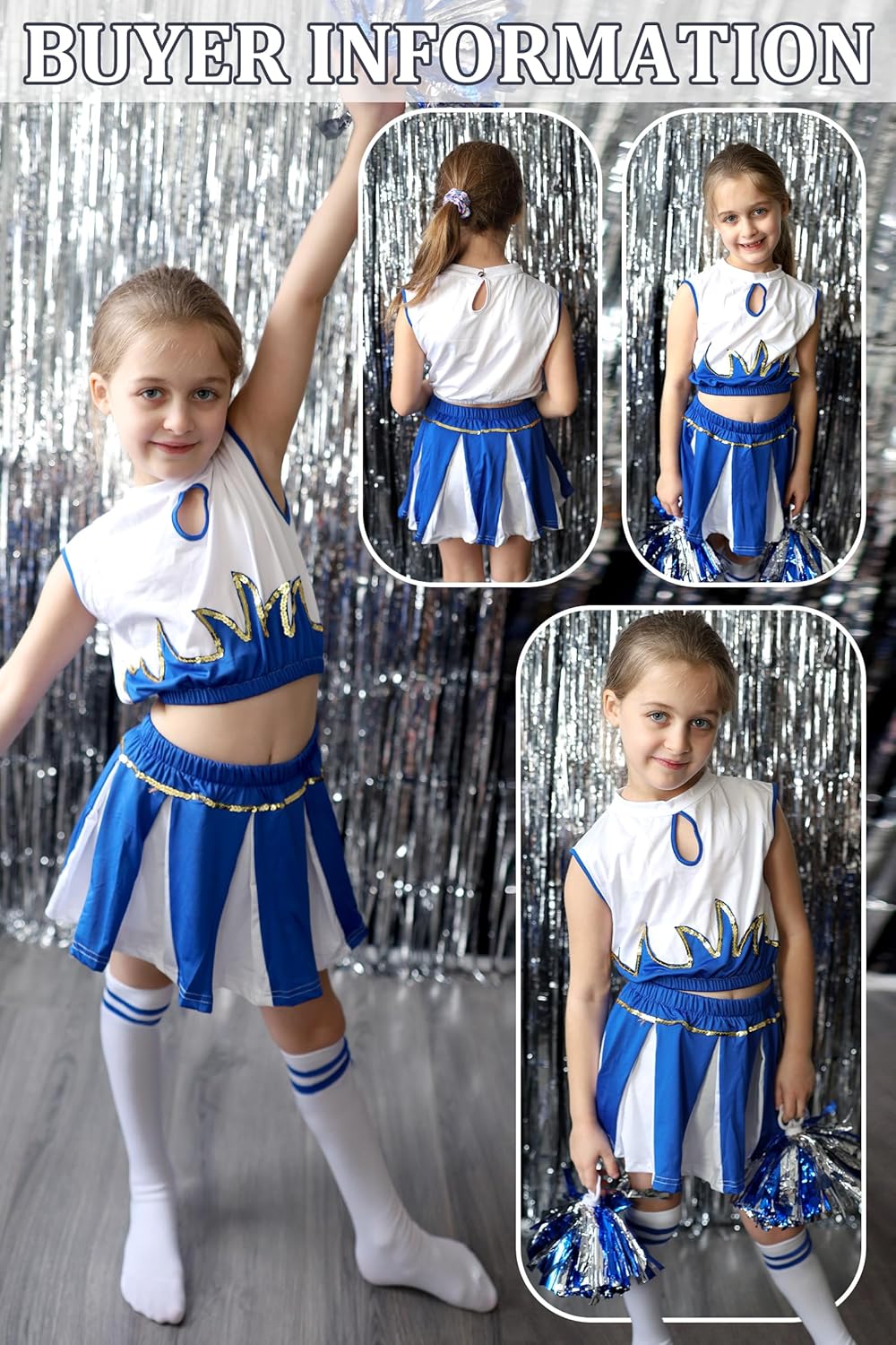 Cheerleader Kostüm für Mädchen, 116-122 Blau