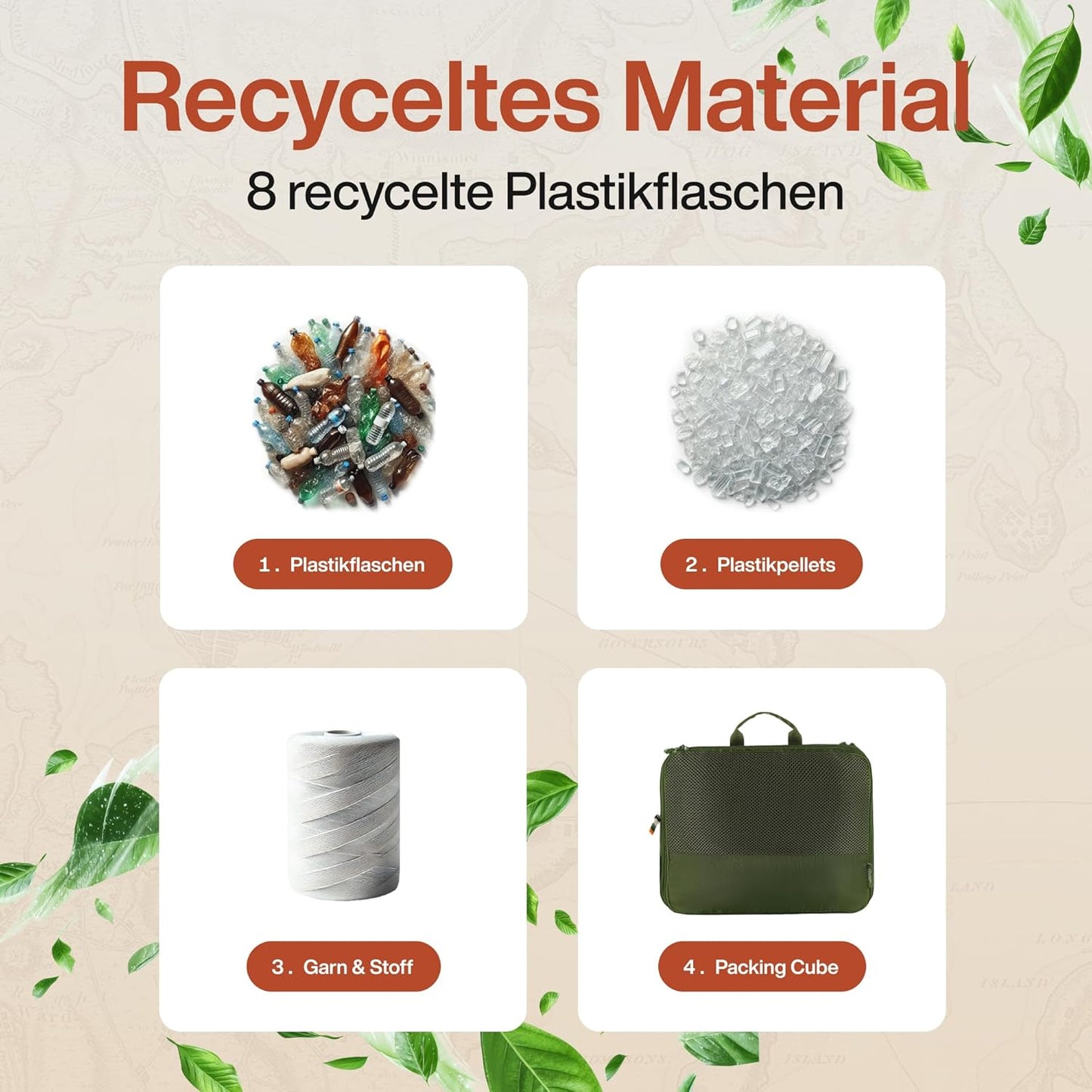 4-teiliges Packwürfel-Set, 4-teiliges Set Wald Grün