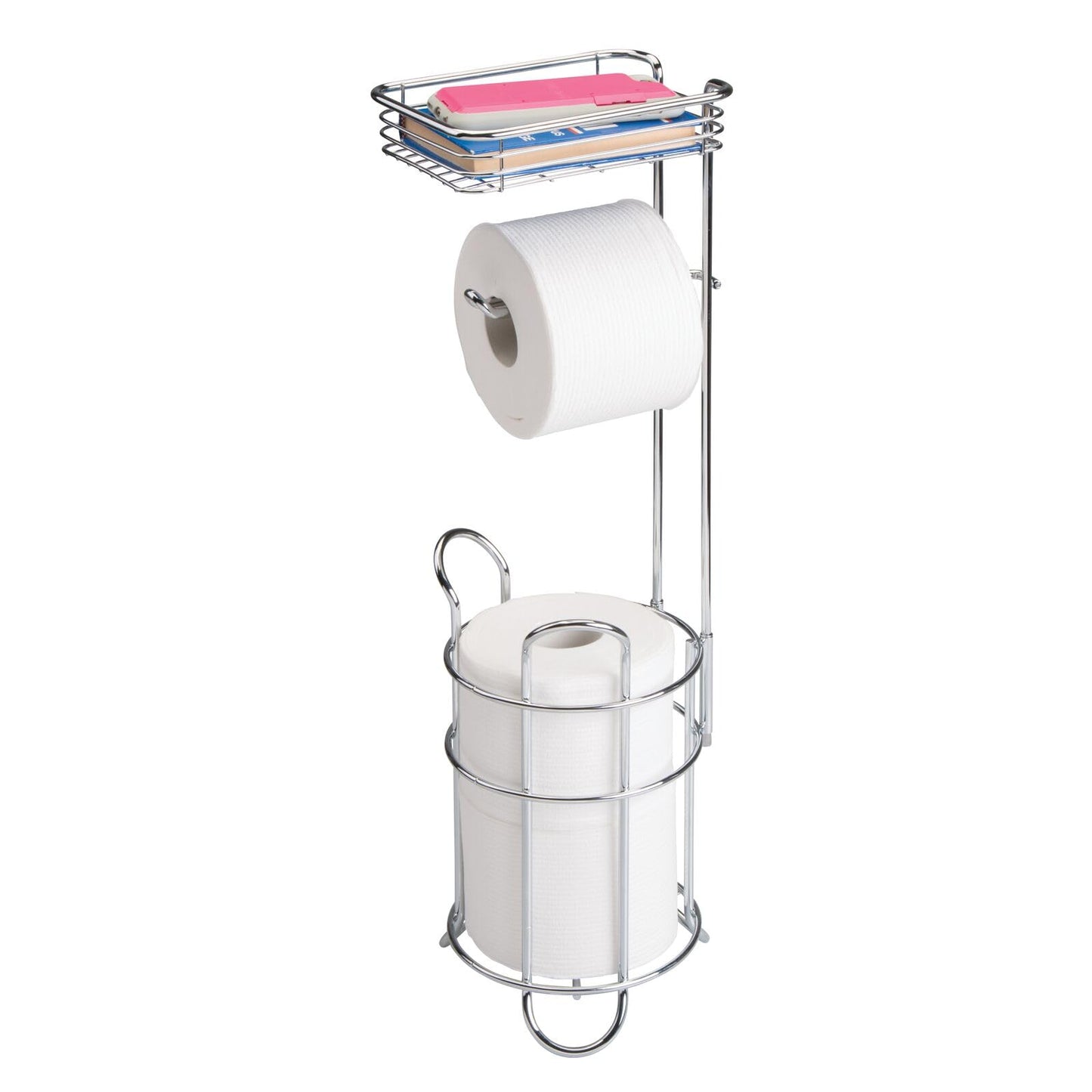 Toilettenpapierhalter mit Regal, Silberfarben