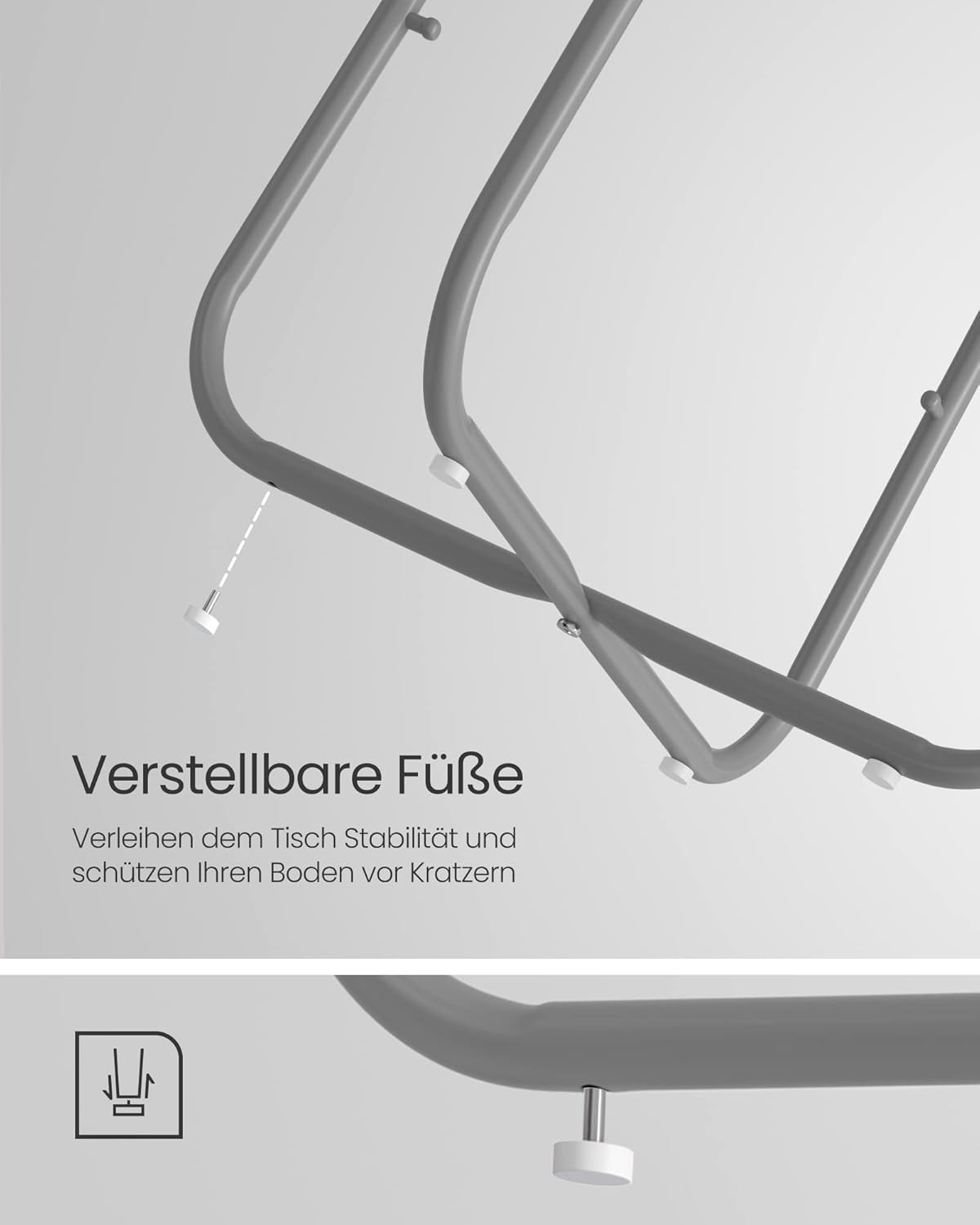 Kleiner runder Beistelltisch mit Stoffkorb, Zementgrau + Cremeweiss