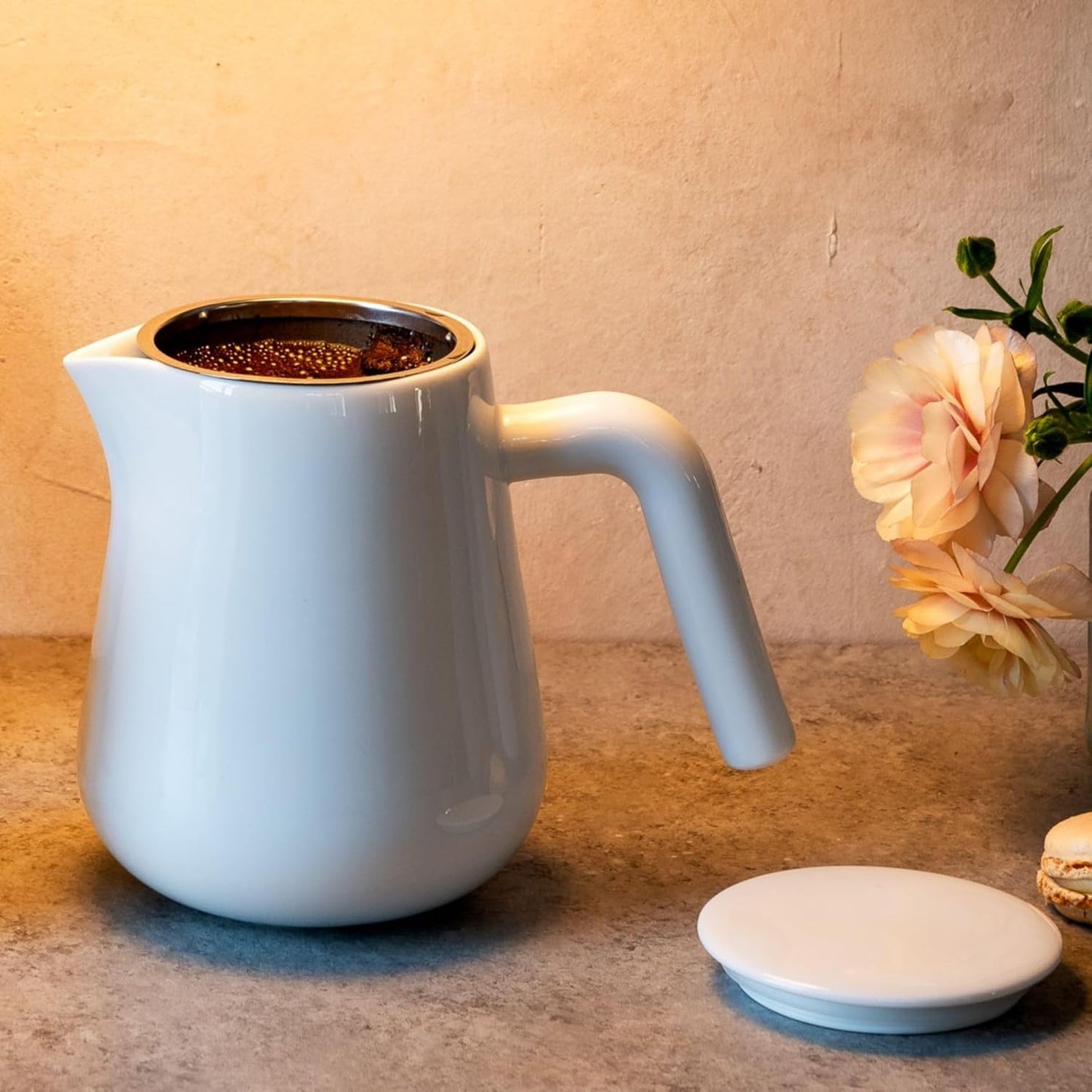 Porzellan Kaffeekanne mit Edelstahlfilter 0,8L, Pure White 0,8 Liter