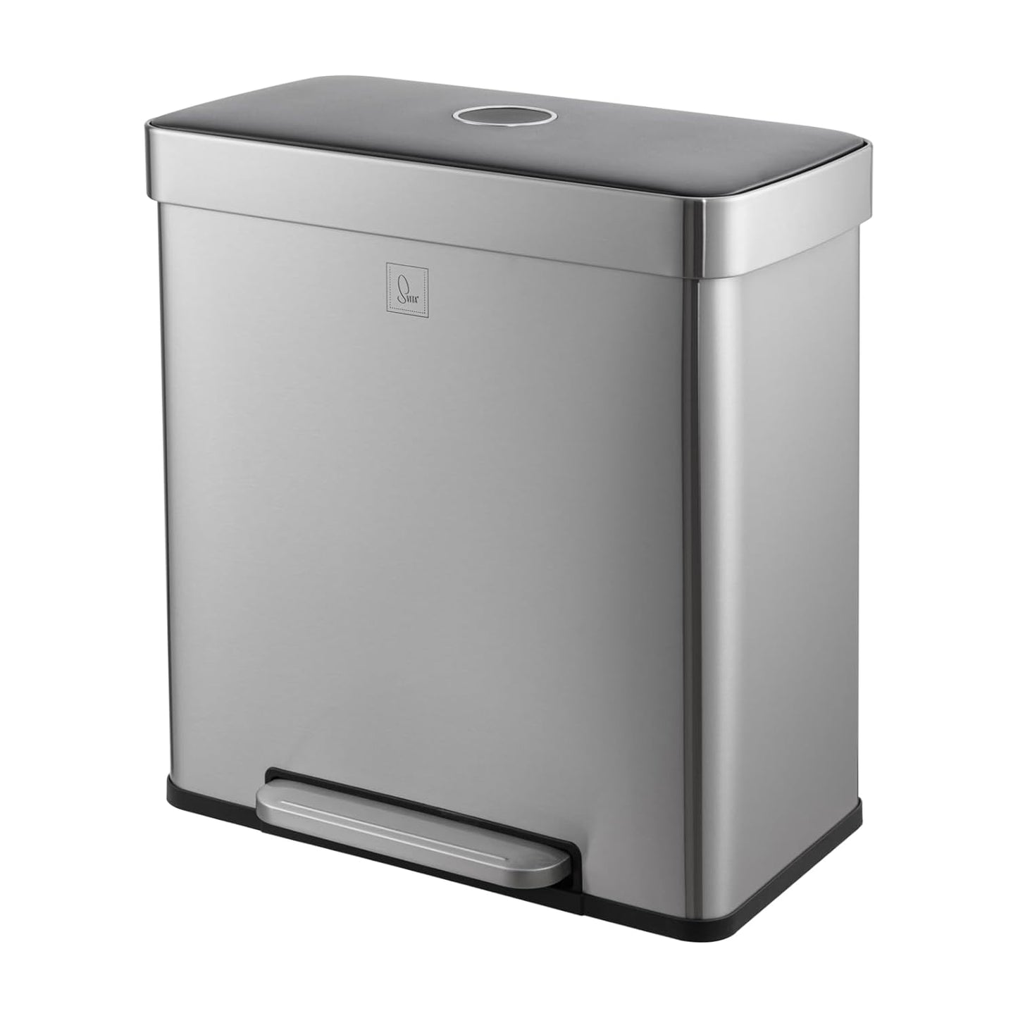 Tretmülleimer LT2X30 mit Softclose-Deckel (2 Fächer), Silber